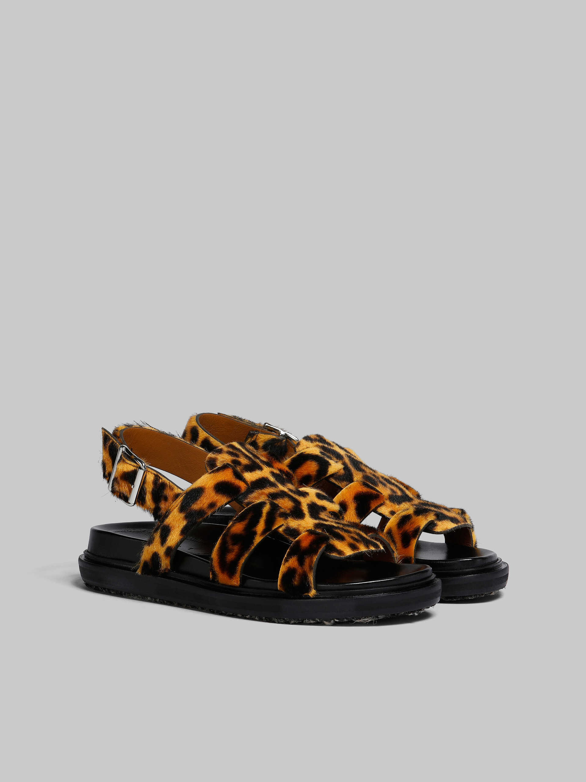 Leopard-print short-hair shearling gladiator sandal - Sandals - Image 2