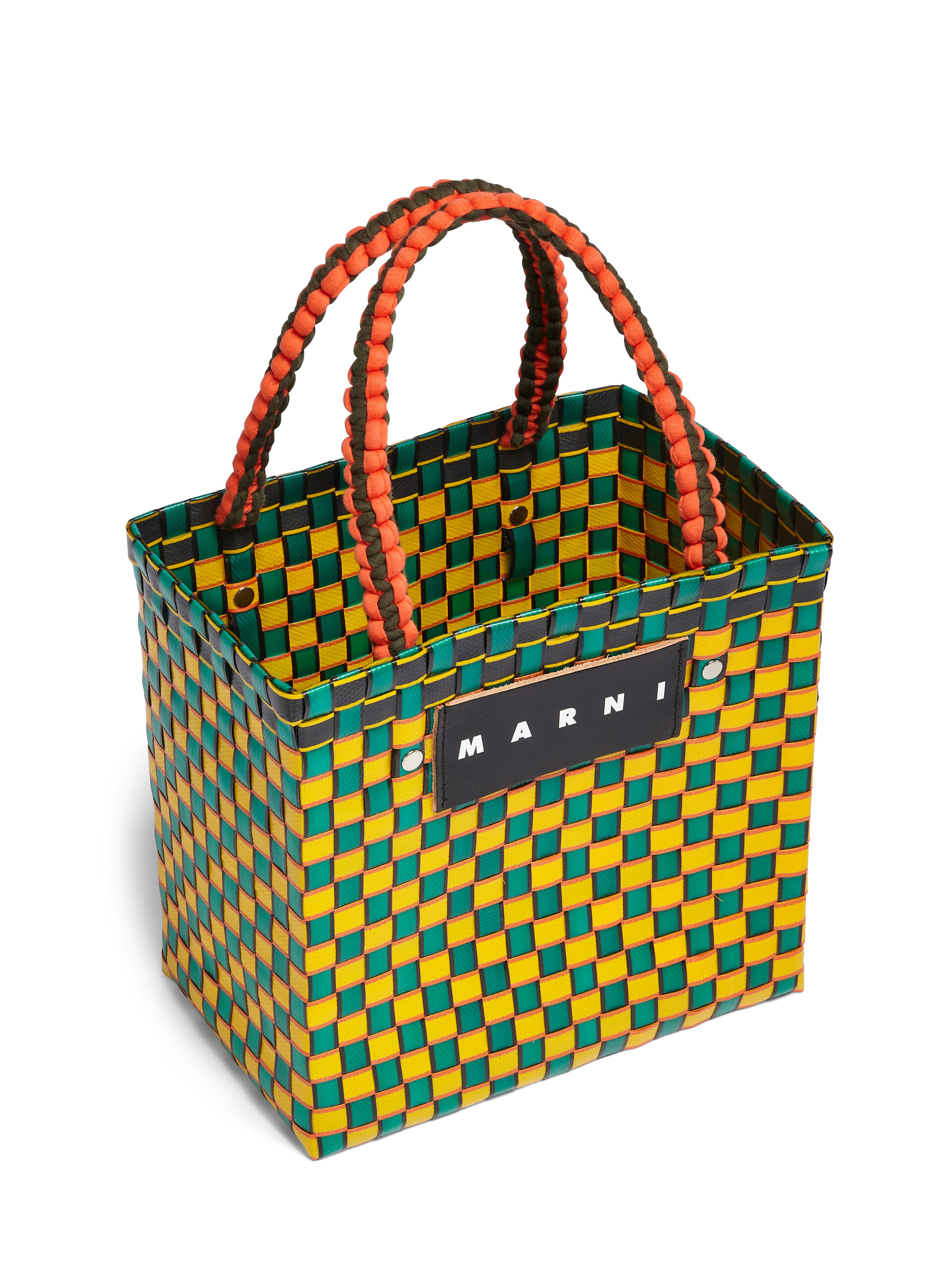 MARNI MARKET BASKET bag in yellow square woven material - Bags - Image 4