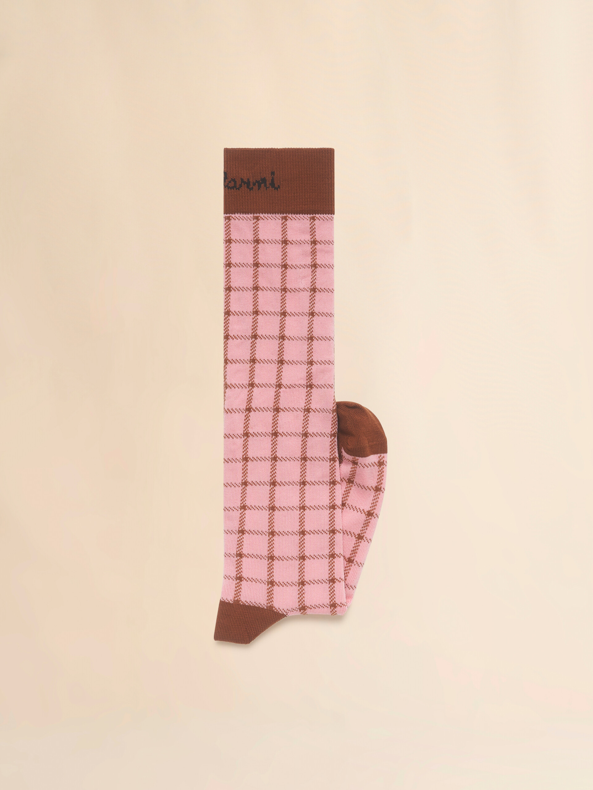 Calcetines de algodón rosa con estampado de cuadros - Calcetines - Image 2
