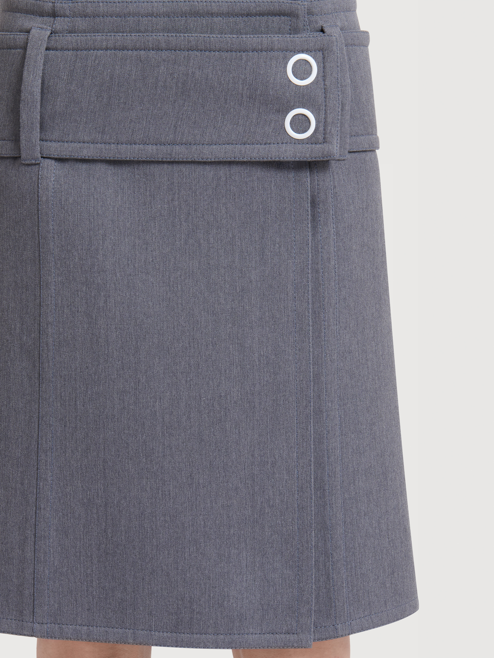 Grey wool wrap skirt with wide belt - Skirts - Image 5