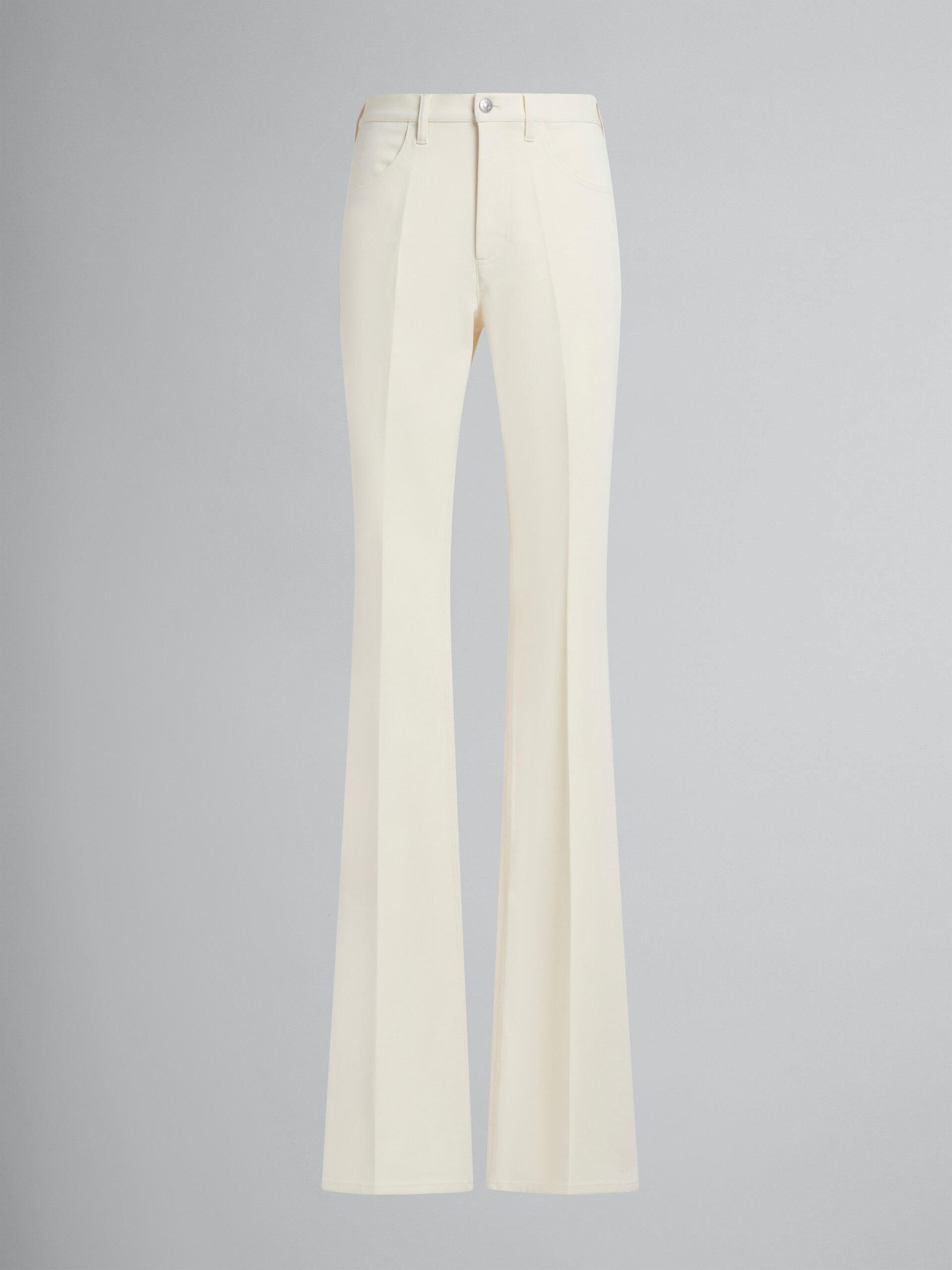 White flared jersey trousers - Pants - Image 1
