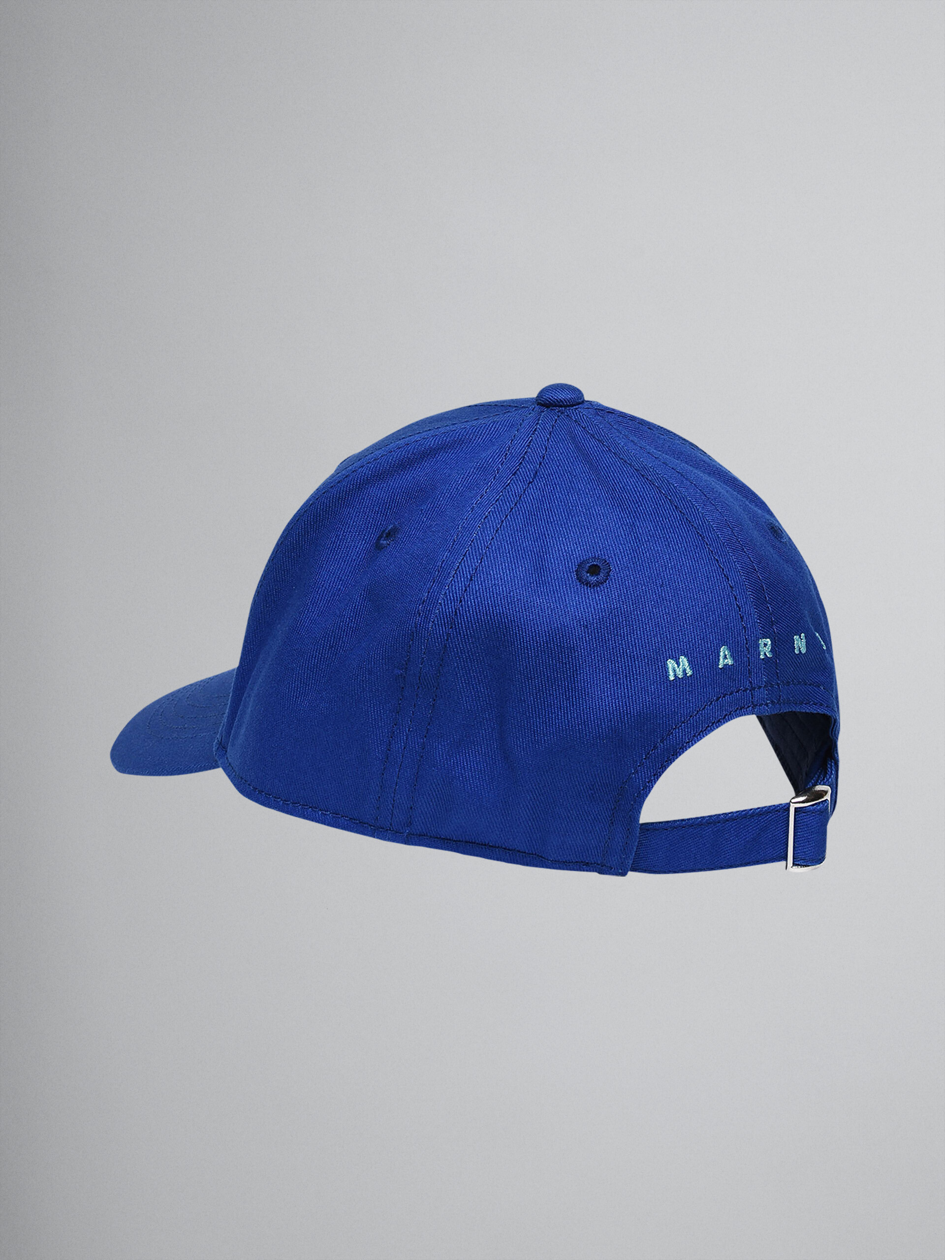 "M" blue cotton gabardine baseball cap - Caps - Image 2
