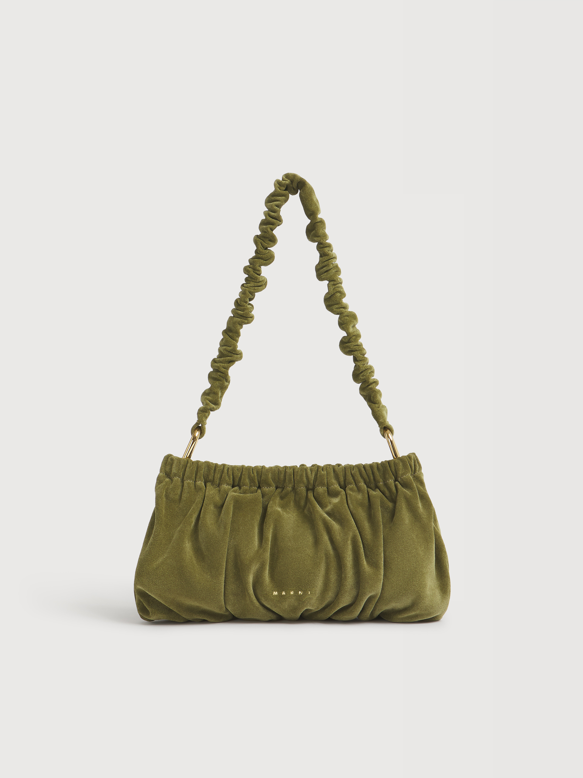 Green suede Ruffles clutch bag - Shoulder Bag - Image 1