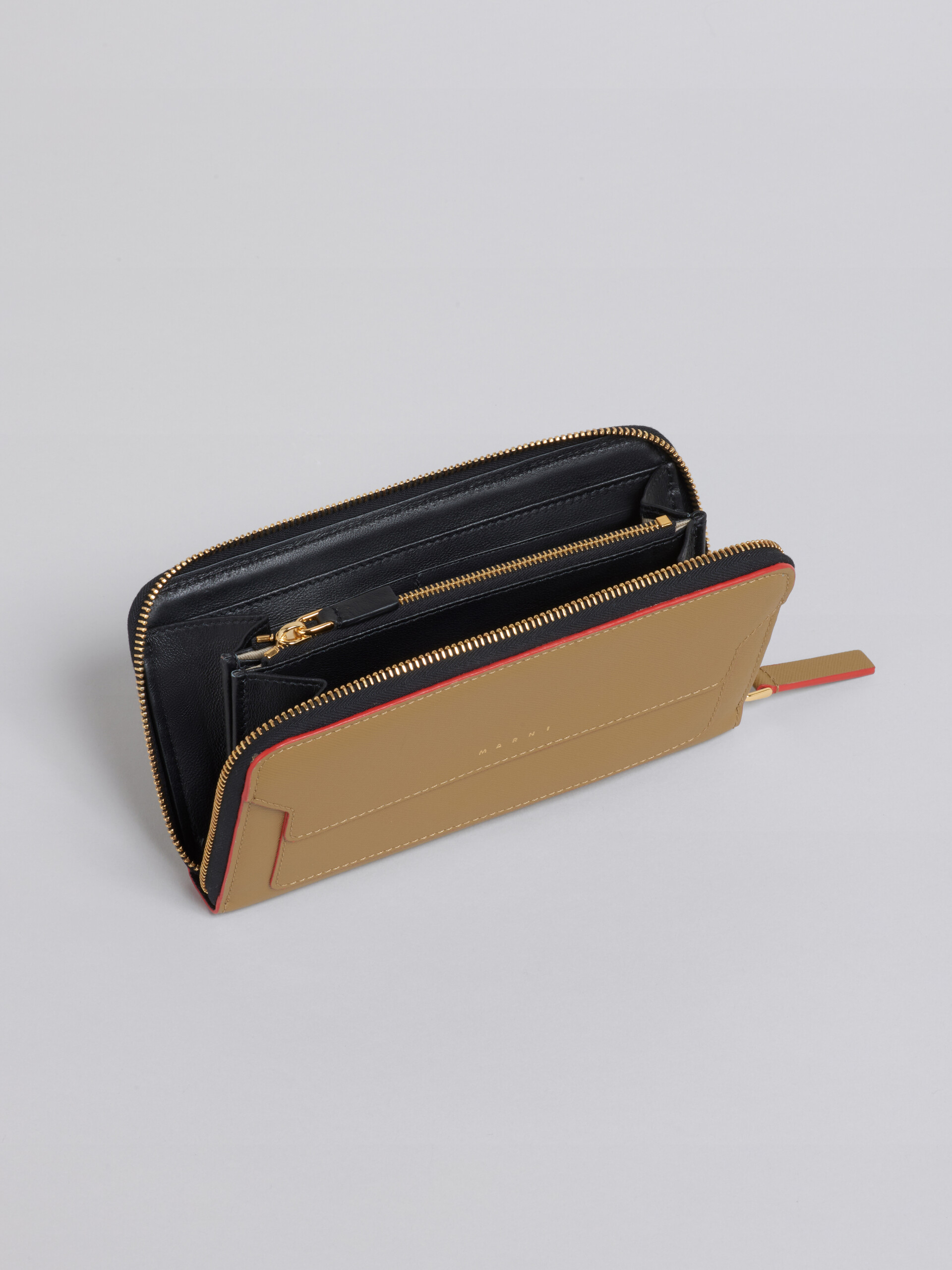 Brieftasche mit umlaufendem Reißverschluss aus Saffiano-Kalbsleder - Brieftaschen - Image 2