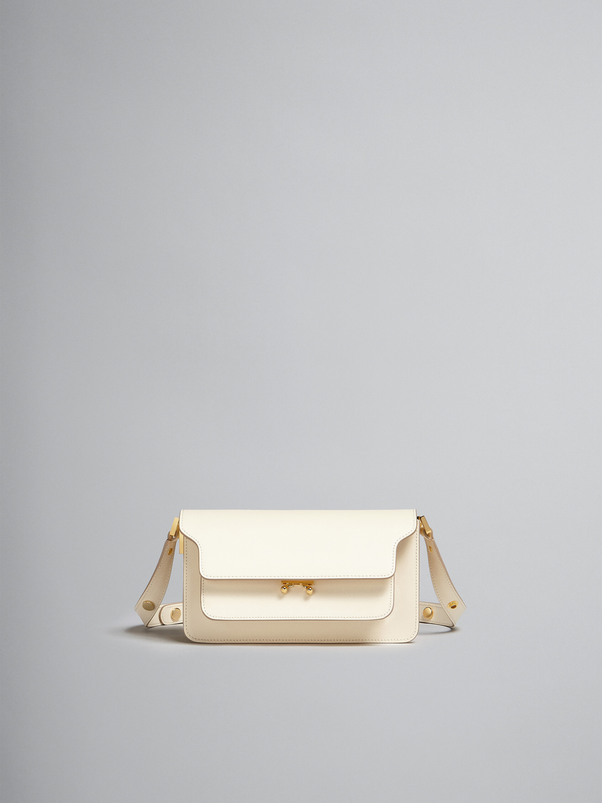 Trunk Bag E/W in white saffiano leather - Shoulder Bags - Image 1