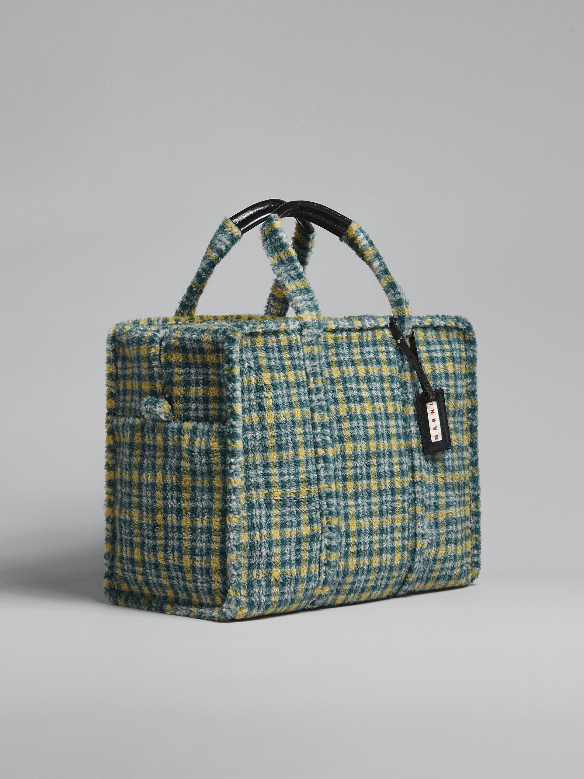 Travel bag in tessuto con motivo a riquadri verde - Borse shopping - Image 6