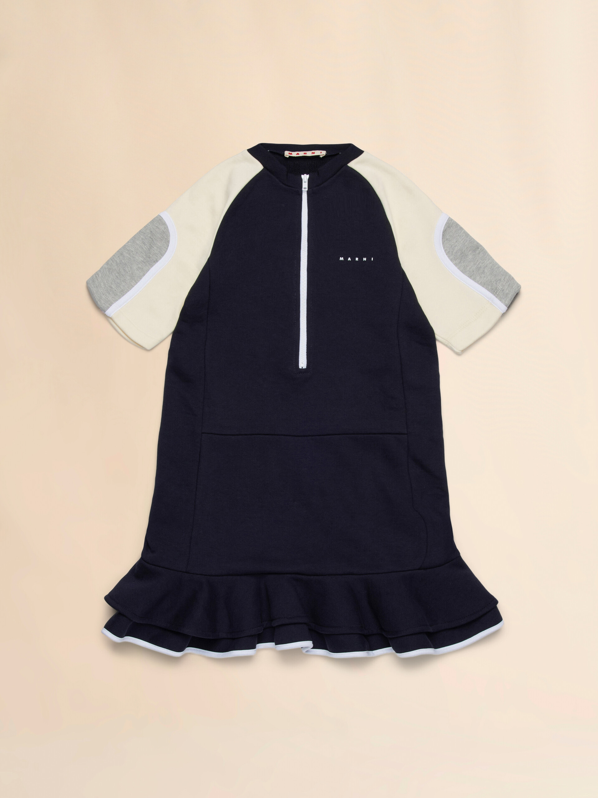 Minivestido de felpa con detalles colorblock - Vestidos - Image 1