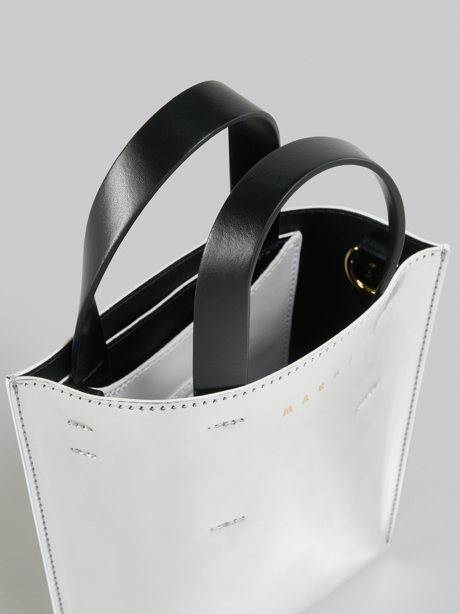 Museo Nano Bag in silver mirrored leather - Shopping Bags - Image 4
