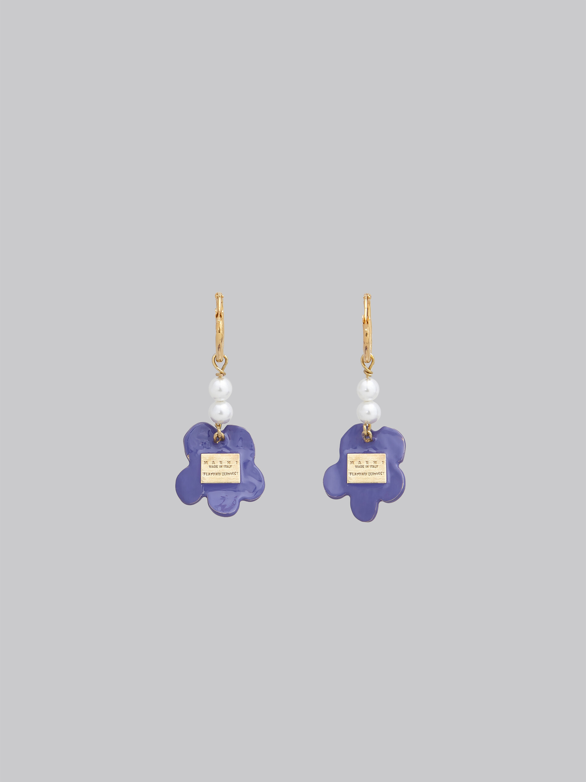 Earrings with purple flower - Earrings - Image 3