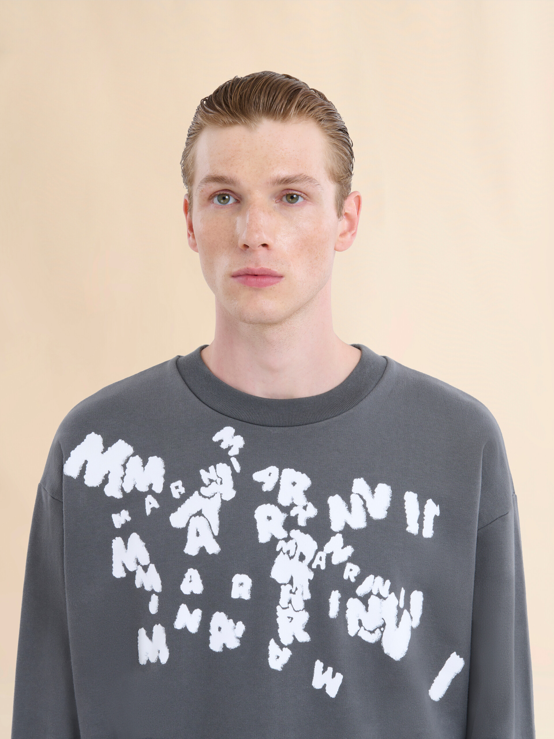 Grey jersey sweatshirt with Marni Caos logo - Sweaters - Image 4