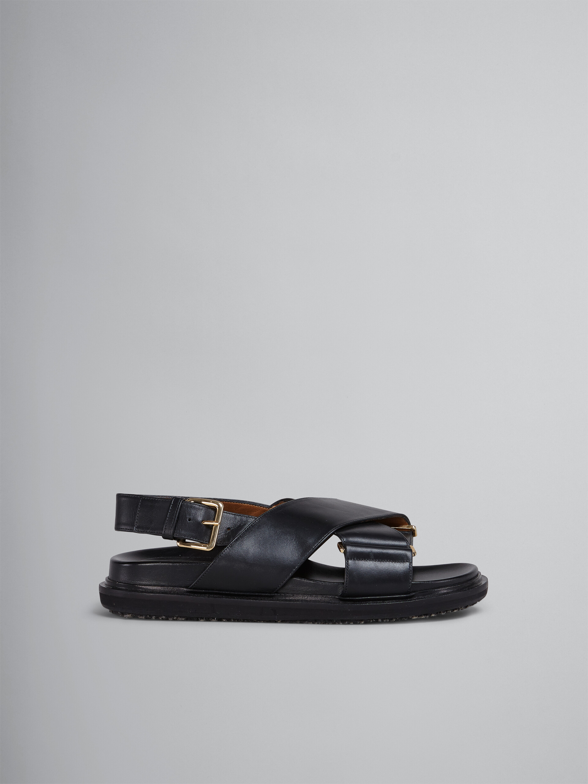 블랙 가죽 퍼스베트 - Sandals - Image 1