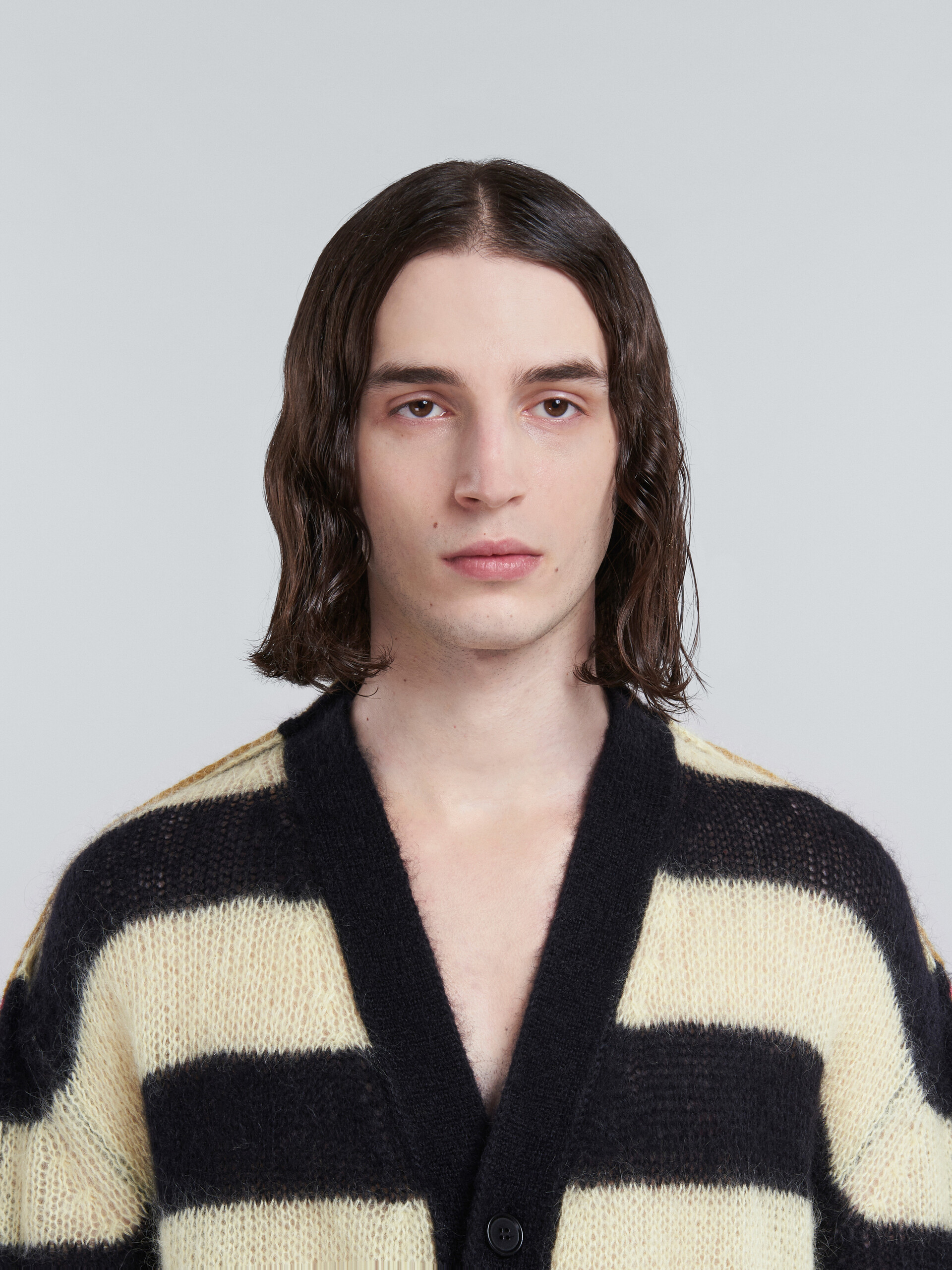 Mohair and wool cardigan with multicolour stripes - Pullovers - Image 4