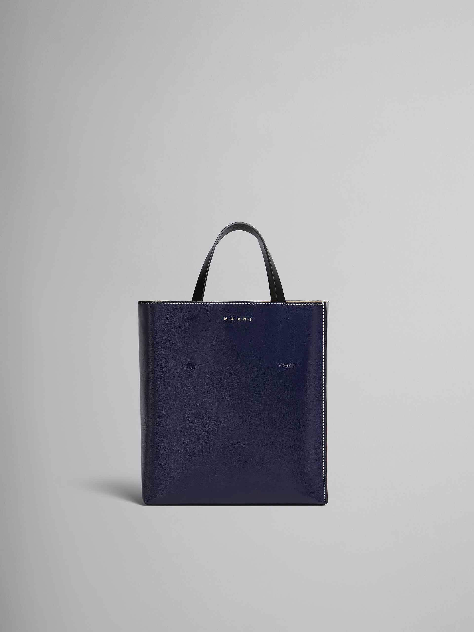 MUSEO SOFT small bag in blue and grey leather - Shopping Bags - Image 1