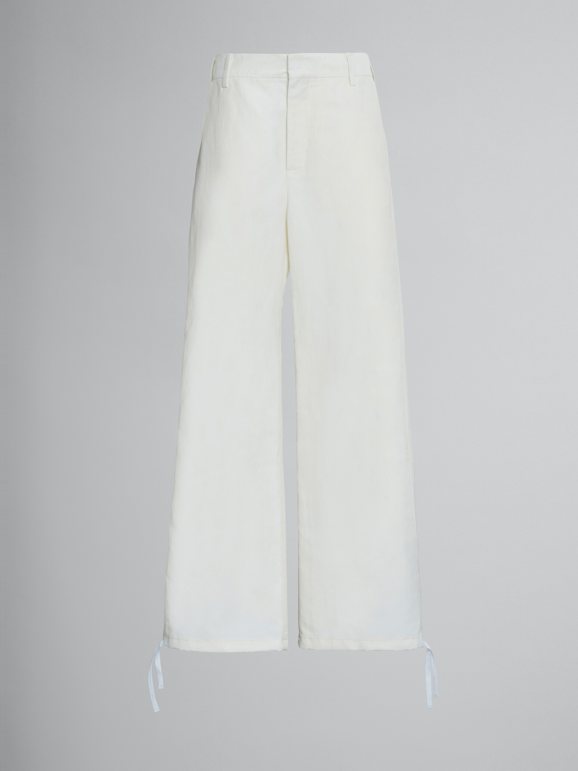 Pantaloni cargo in cotone e lino tecnico bianco - Pantaloni - Image 1