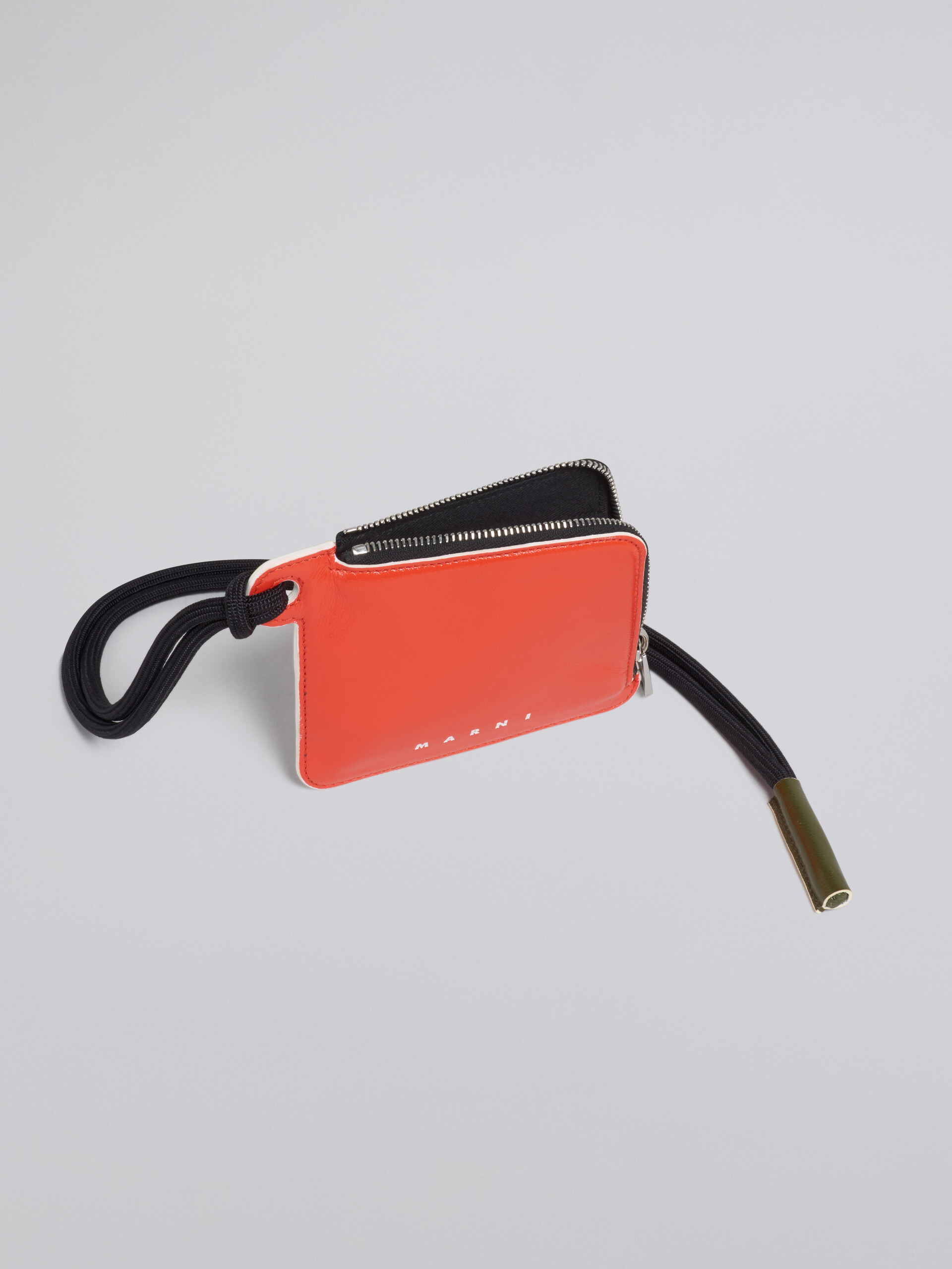 Zweifarbige Brieftasche mit L-Reißverschluss aus glänzendem Kalbsleder - Brieftaschen - Image 2