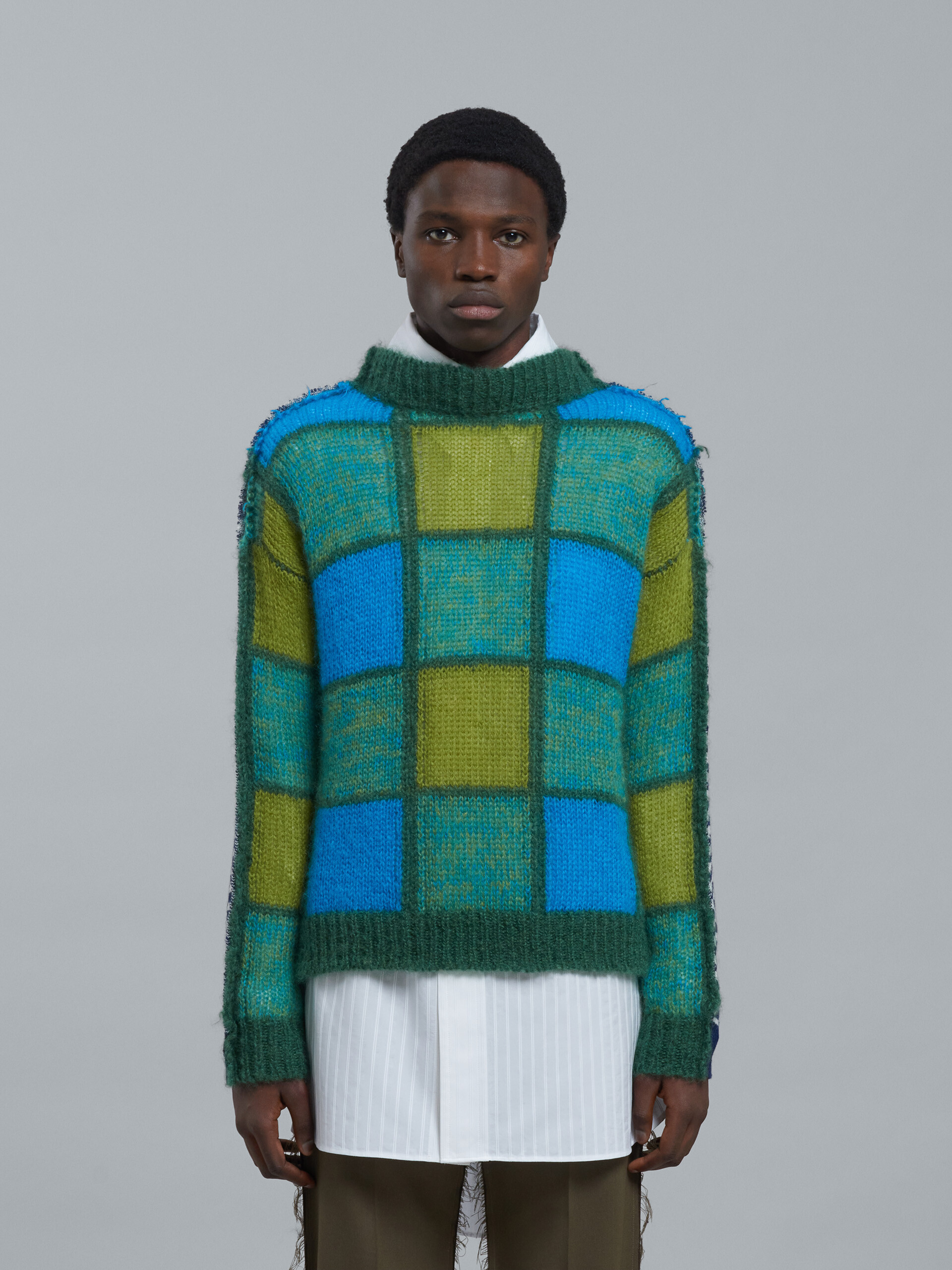 모헤어 및 울 크루넥 크롭 스웨터 - Pullovers - Image 2