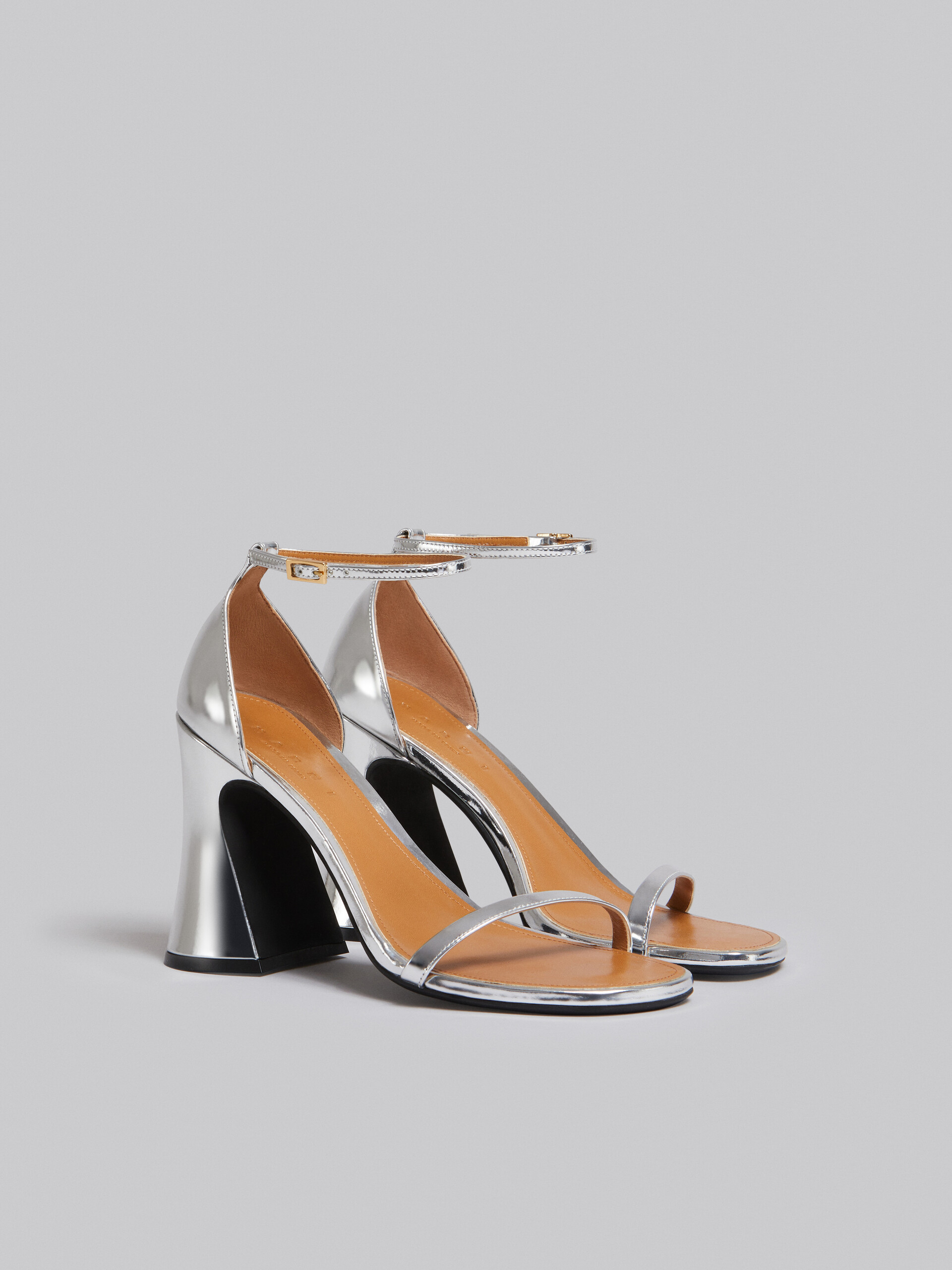 Silver mirrored leather sandal - Sandals - Image 2