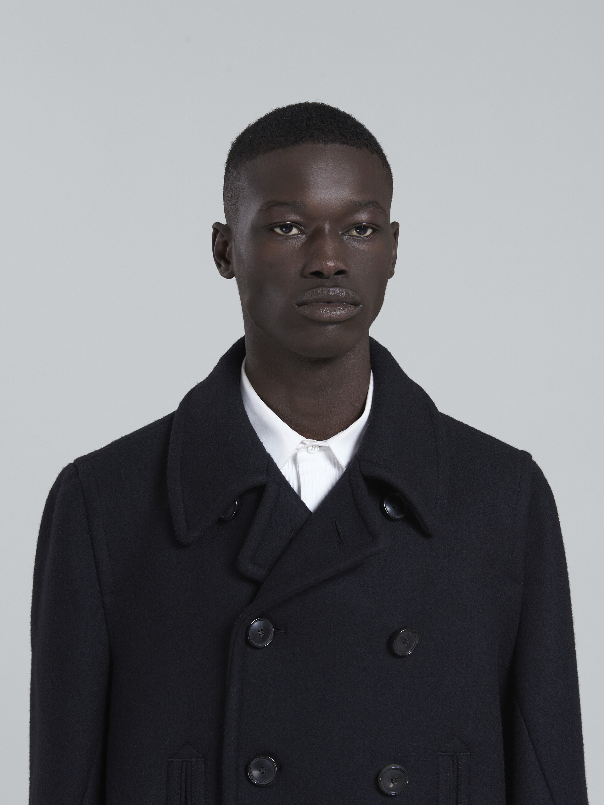 Black double-breasted wool peacoat - Coats - Image 4