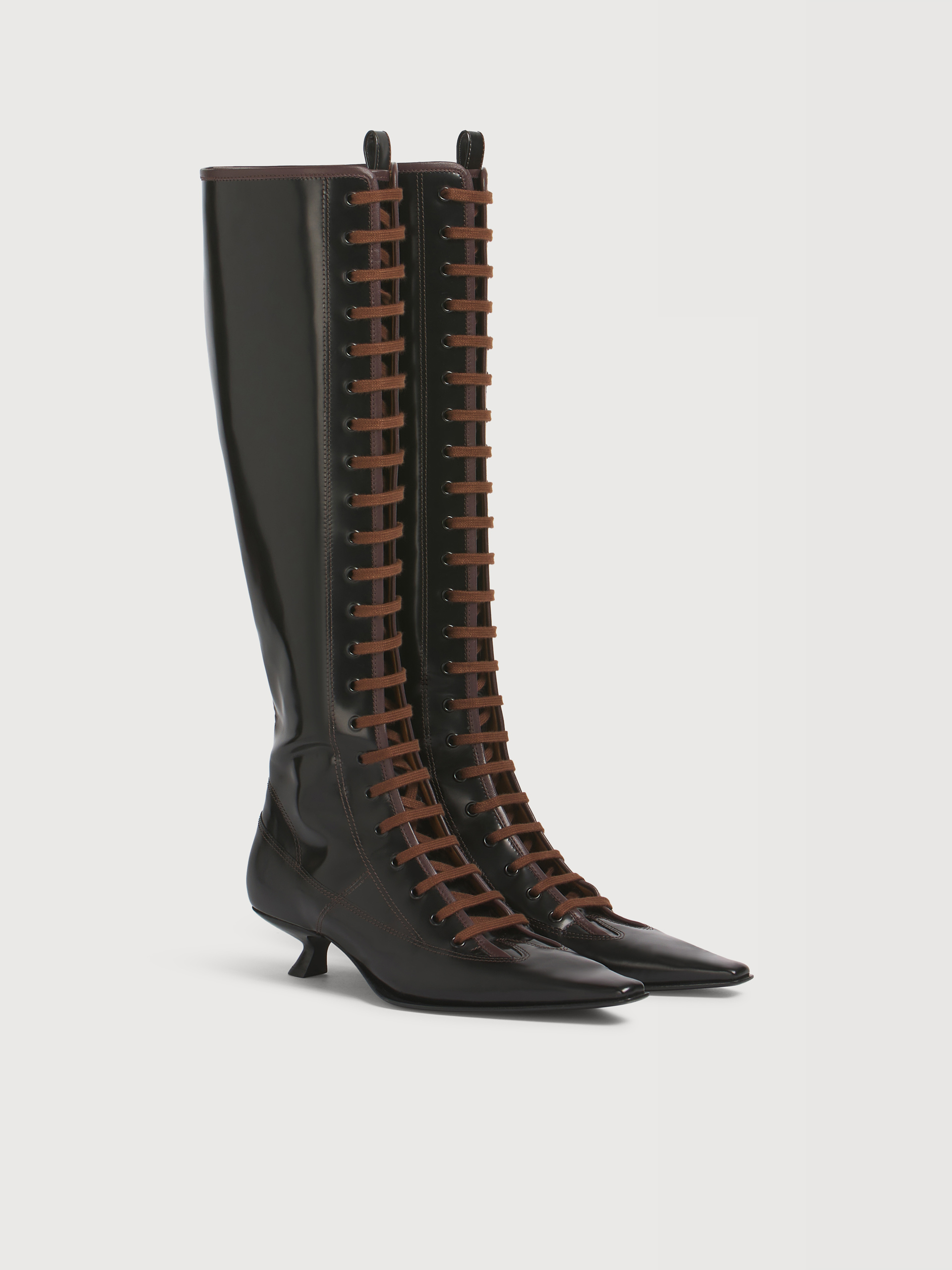 Black leather boot with full lace-up front - Boots - Image 2