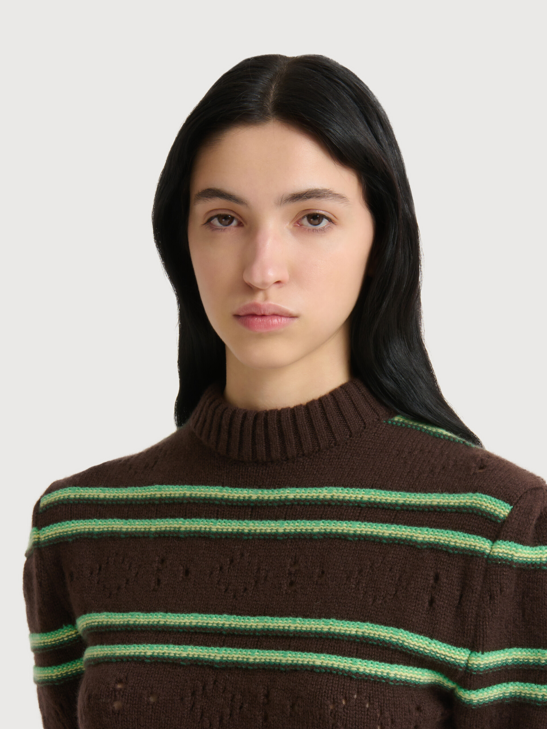 Brown cashmere jumper with openwork knit - Pullovers - Image 5