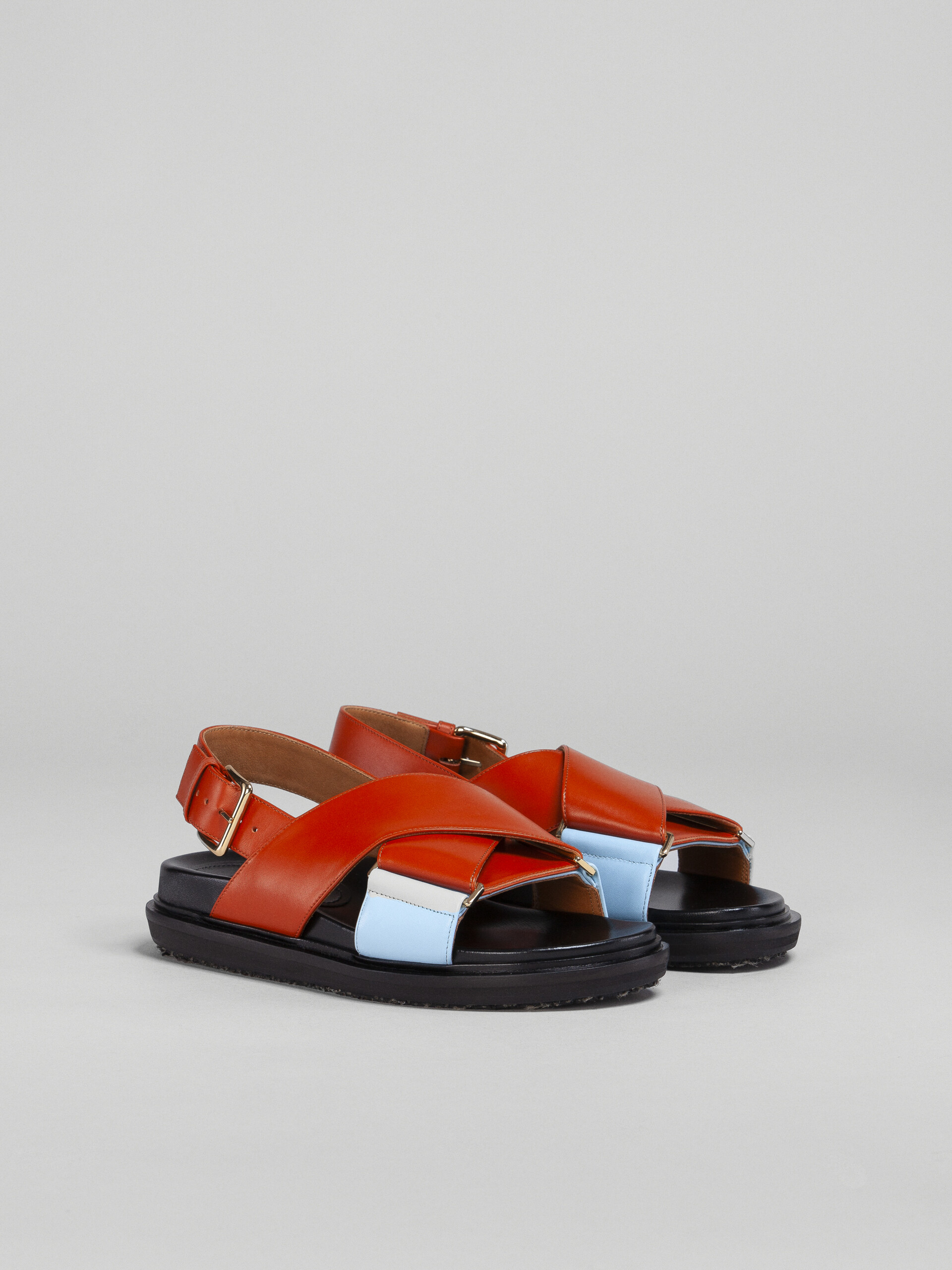 Sky blue and orange leather Fussbett - Sandals - Image 2