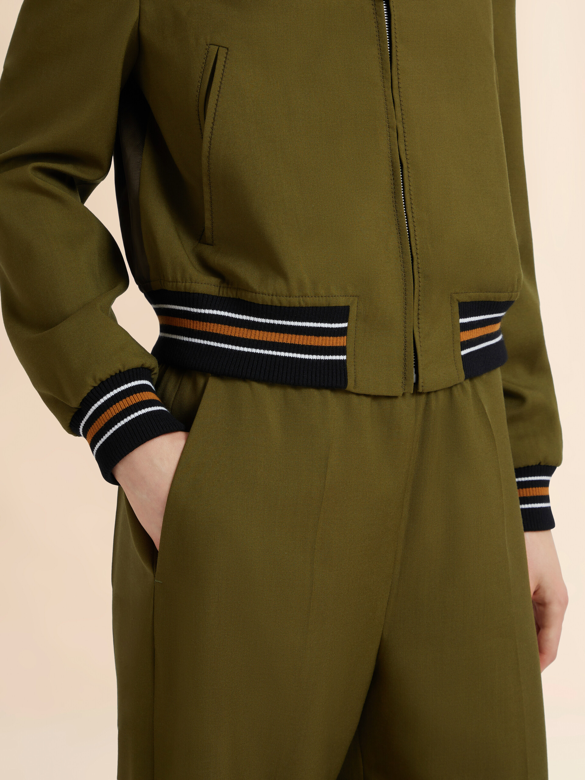 Green tropical wool bomber jacket - Jackets - Image 5