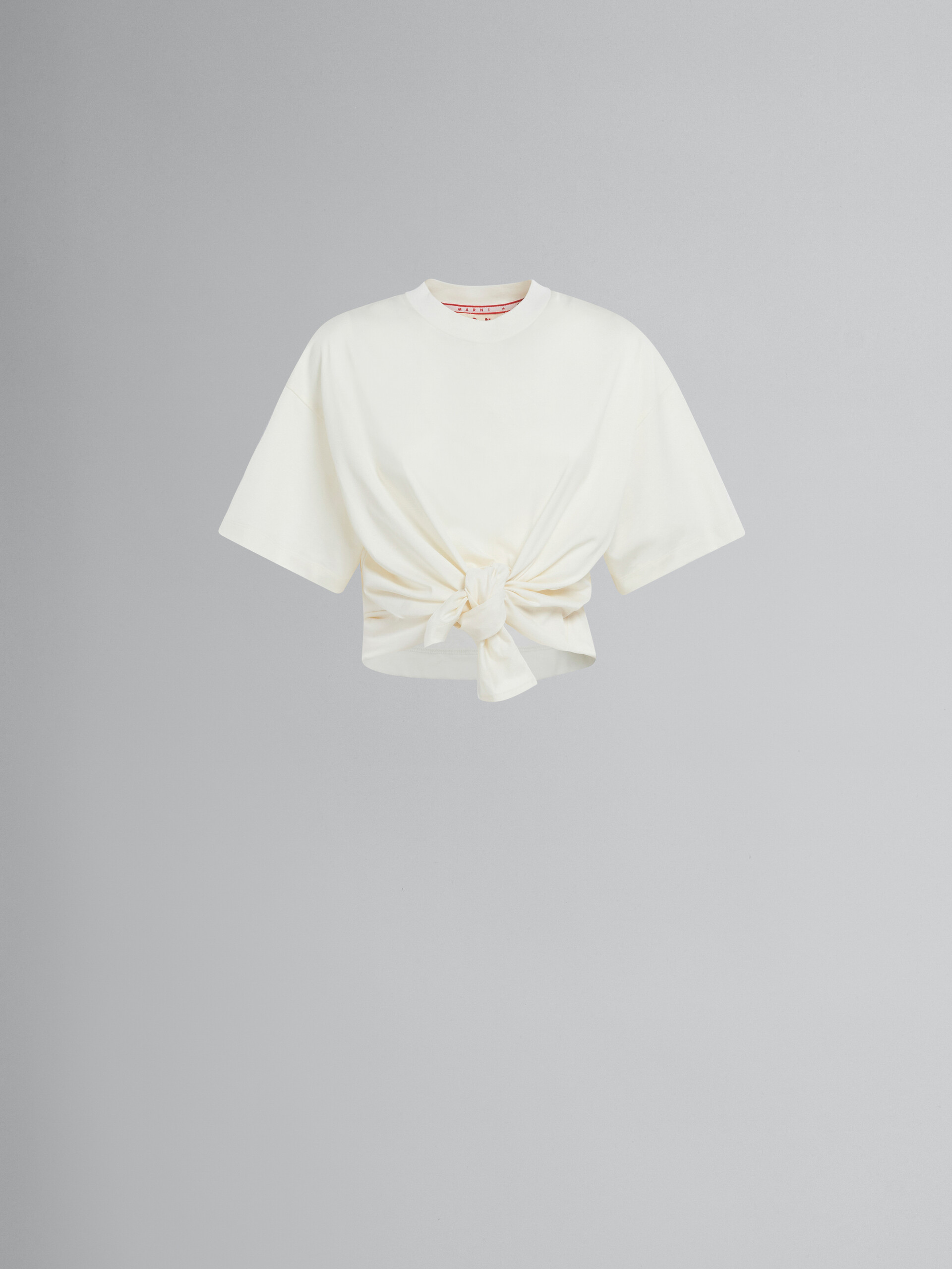Marni x No Vacancy Inn - White T-shirt in bio cotton jersey with knot - T-shirts - Image 1