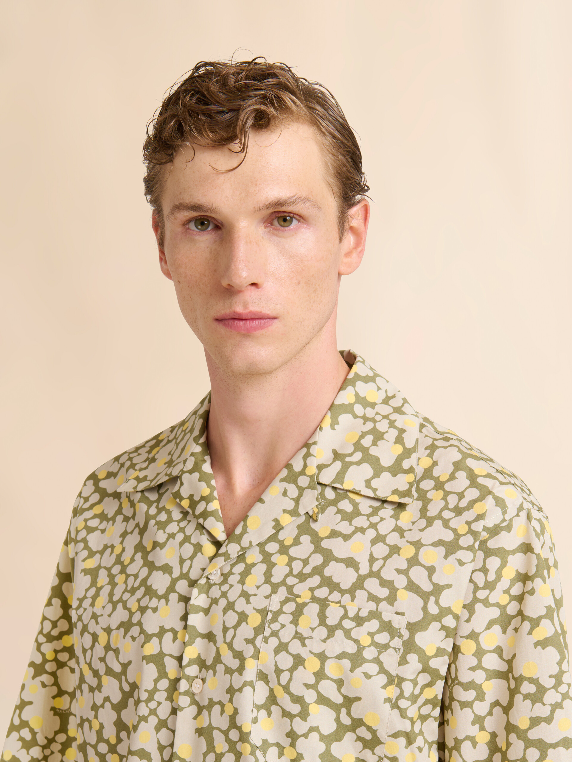 Blue poplin bowling shirt with Vibrations print - Shirts - Image 4