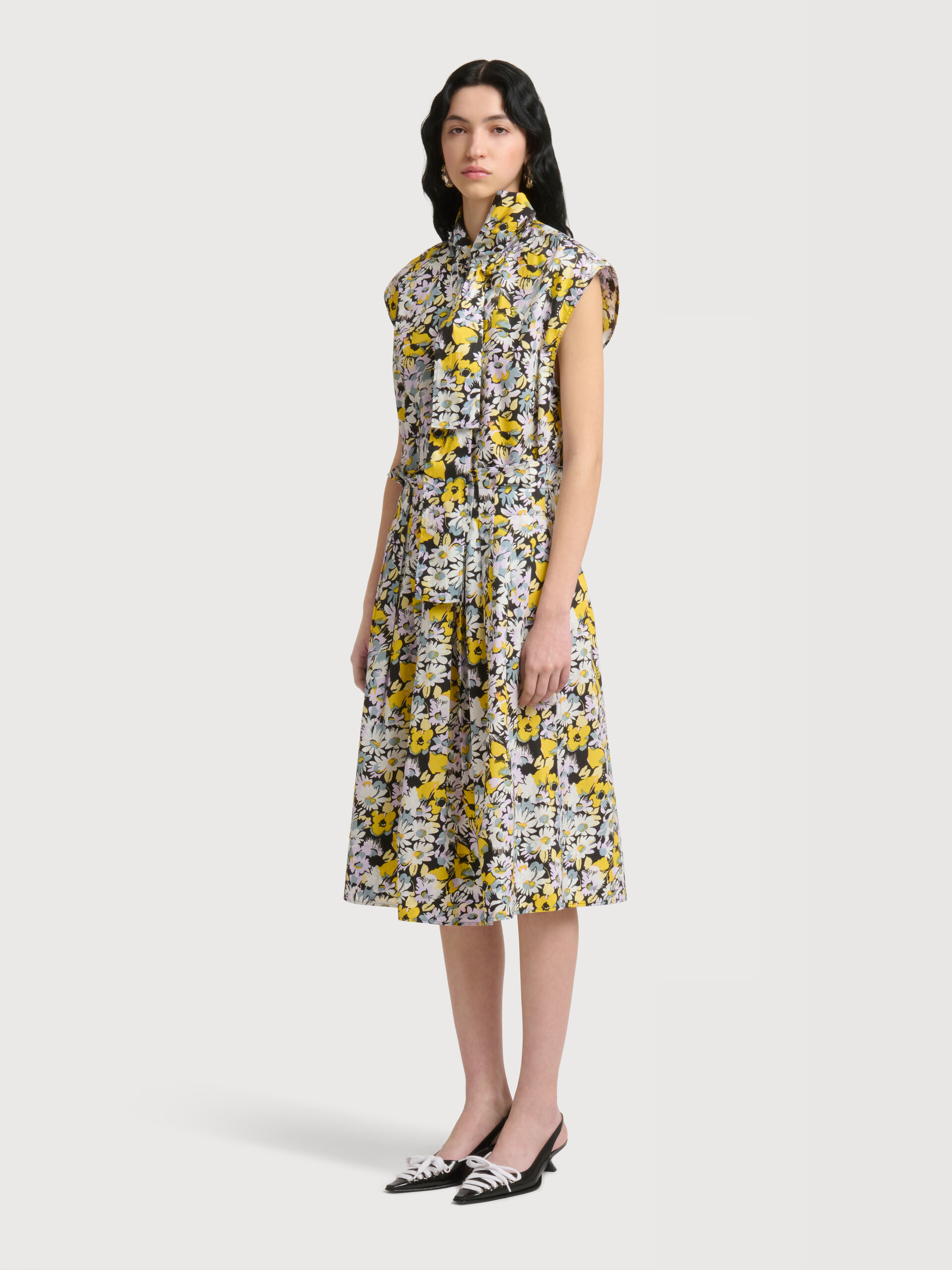 Black poplin skirt with Pop Flowers print - Skirts - Image 3