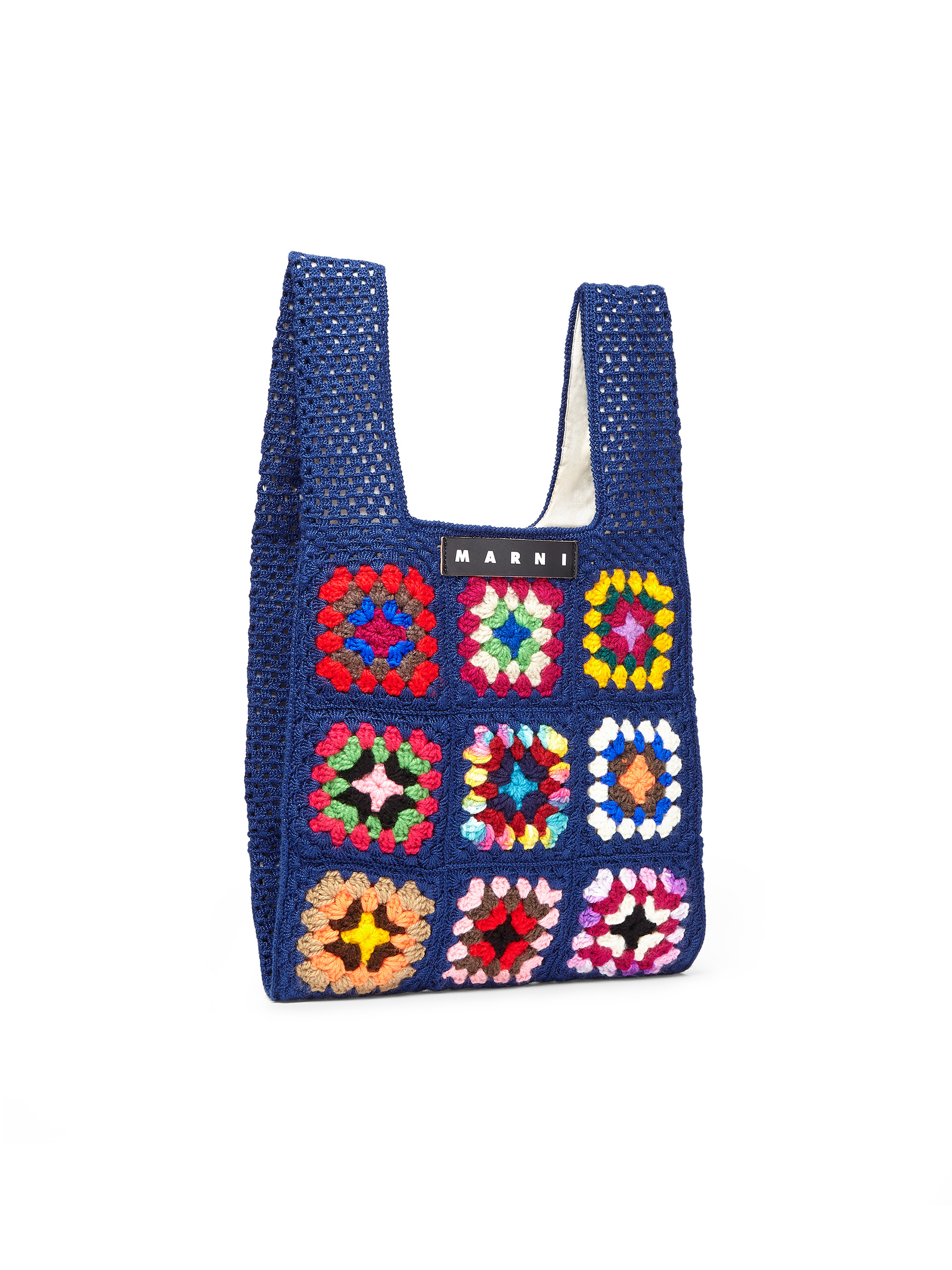 Shopping bag MARNI MARKET with patchwork floral motif in blue crochet polyester - Bags - Image 2
