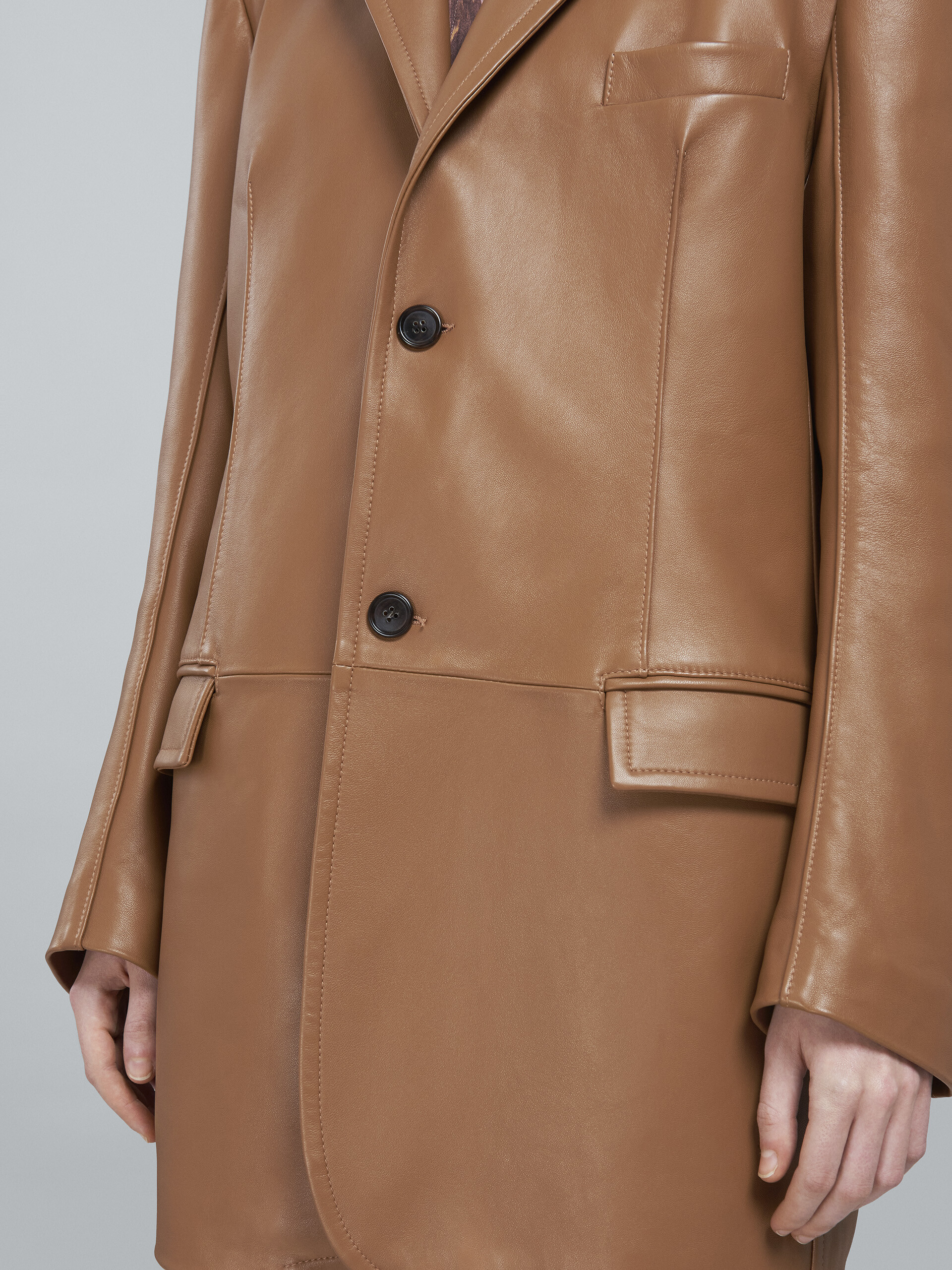 Leather long blazer - Jackets - Image 5