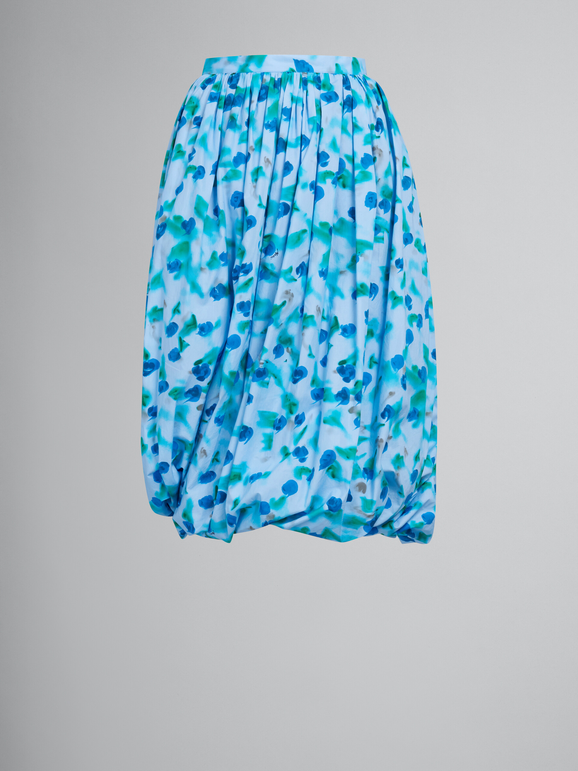 Falda midi globo de popelina azul claro con estampado Reverie - Faldas - Image 1