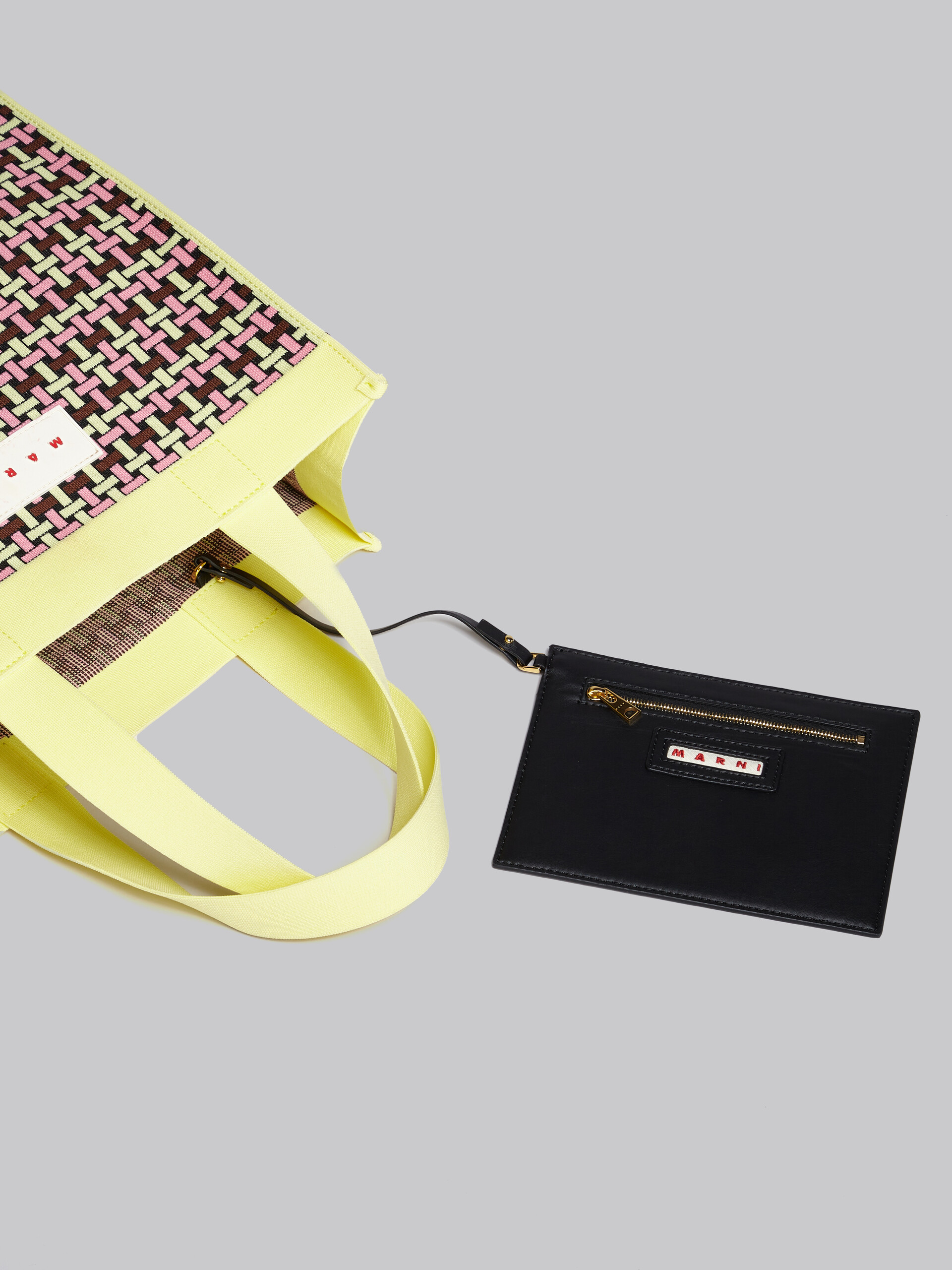 Light yellow brown and pink jacquard shopping bag - Shopping Bags - Image 4