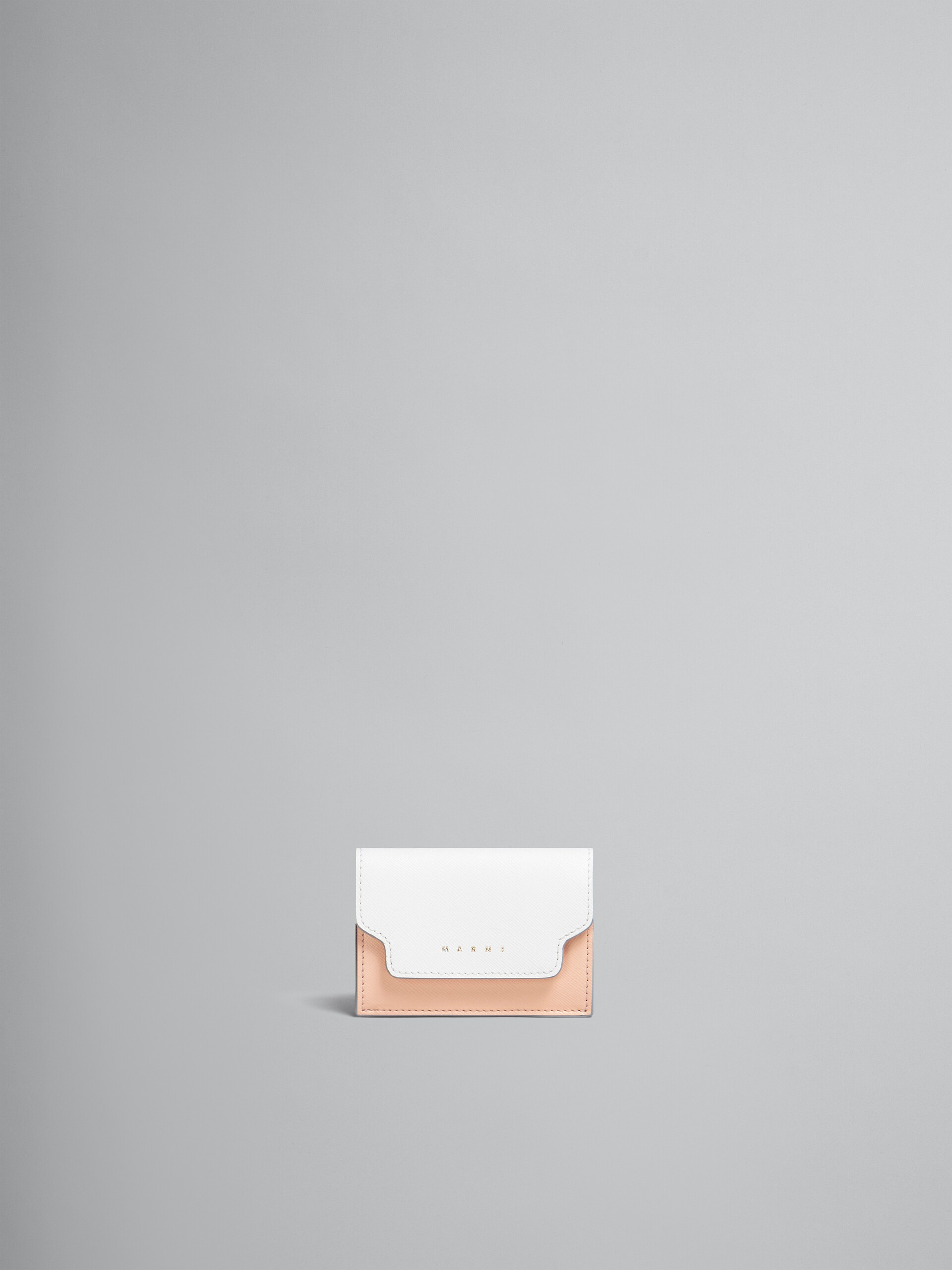 Dreifach faltbare Brieftasche aus Saffianleder in Weiß, Pink und Rot - Brieftaschen - Image 1