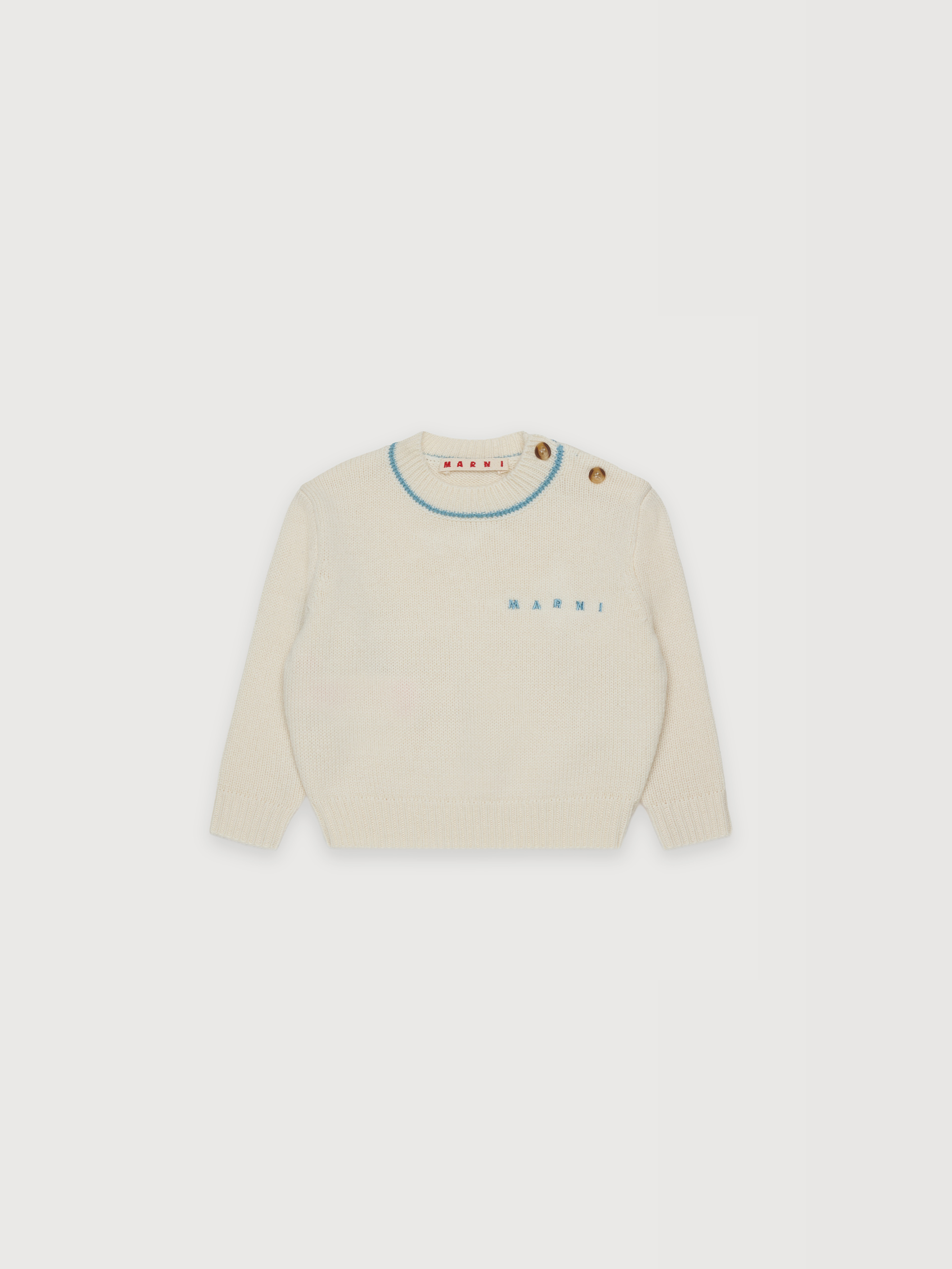 Beige cashmere blend jumper with embroidered Marni logo - Knitwear - Image 1