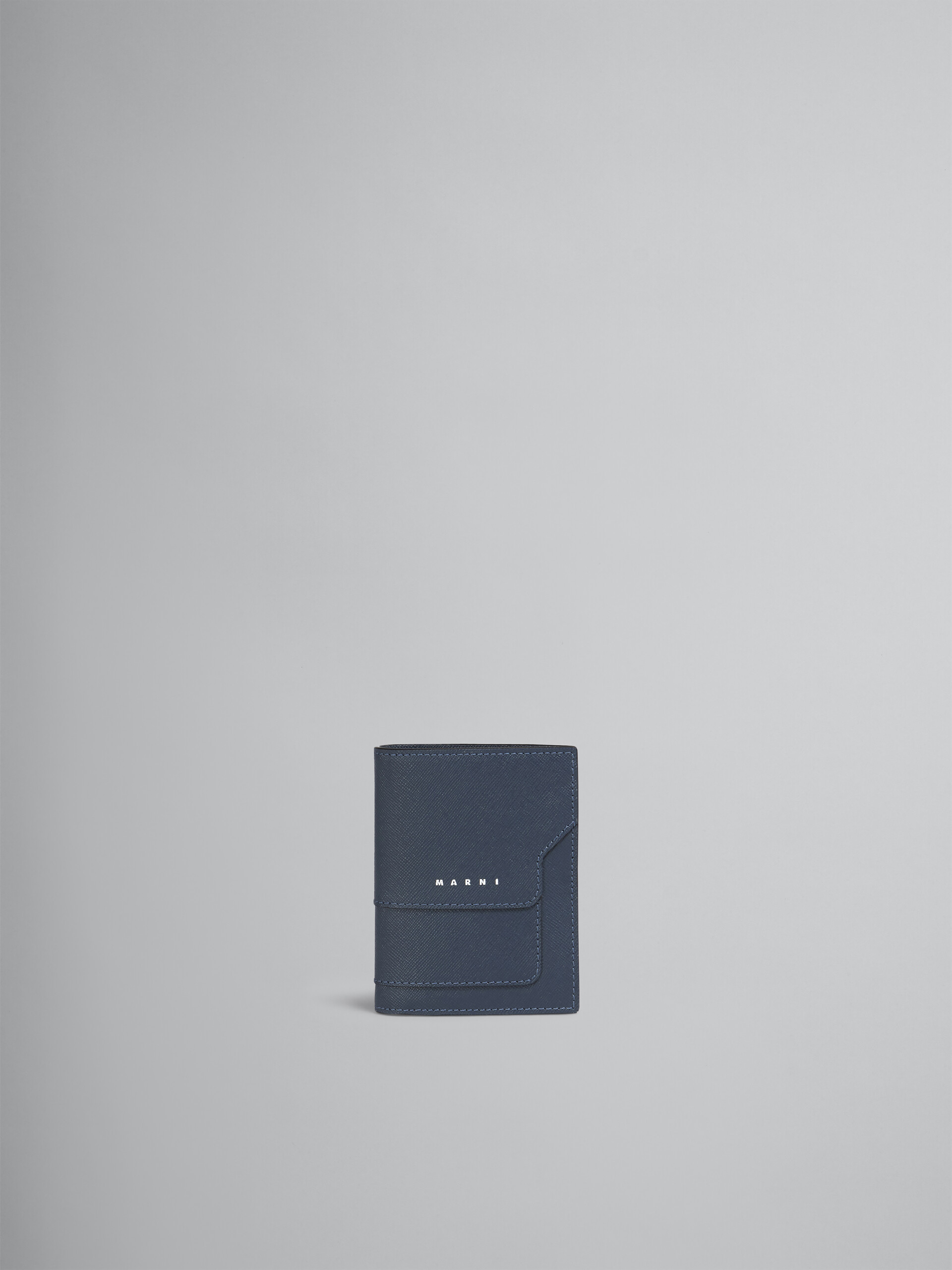 Portafoglio bi-fold in saffiano blu - Portafogli - Image 1