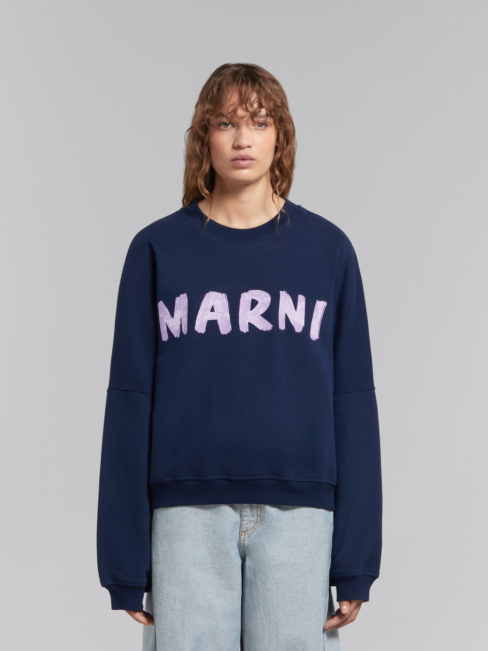 Sudadera azul de algodón ecológico con estampado Marni - Punto - Image 2