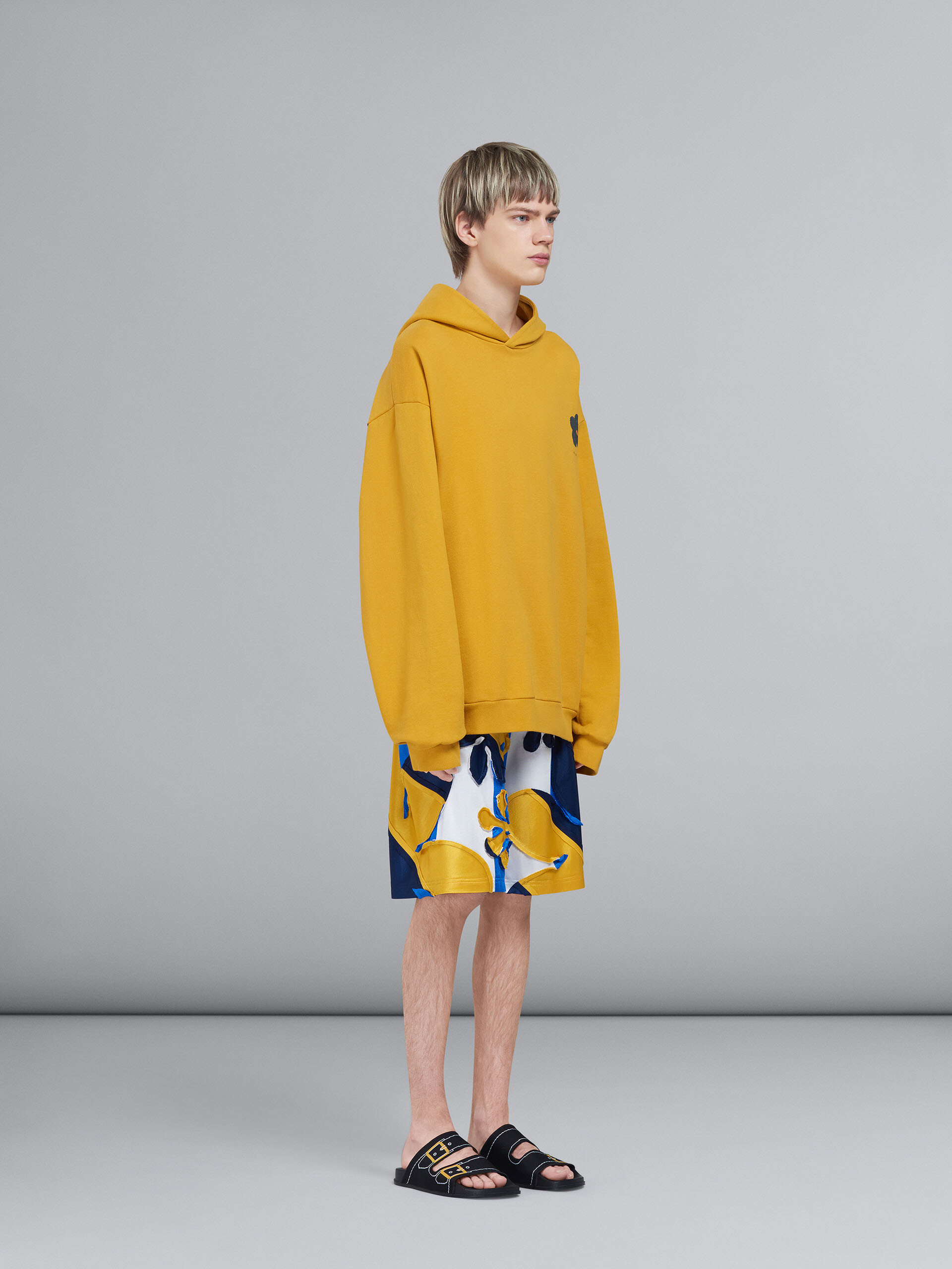Black Daisy print yellow cotton hooded sweatshirt - Sweaters - Image 5