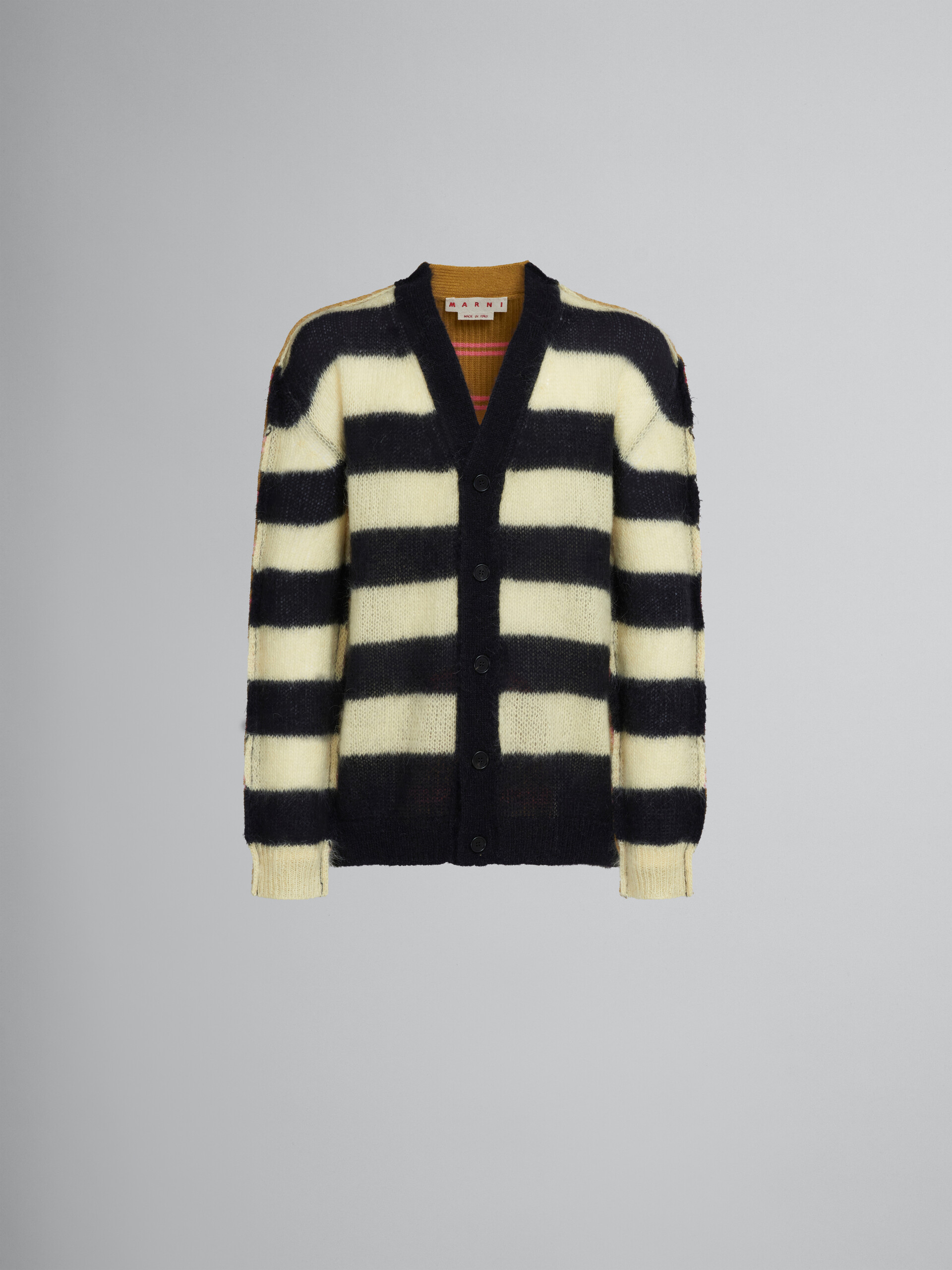 Mohair and wool cardigan with multicolour stripes - Pullovers - Image 1