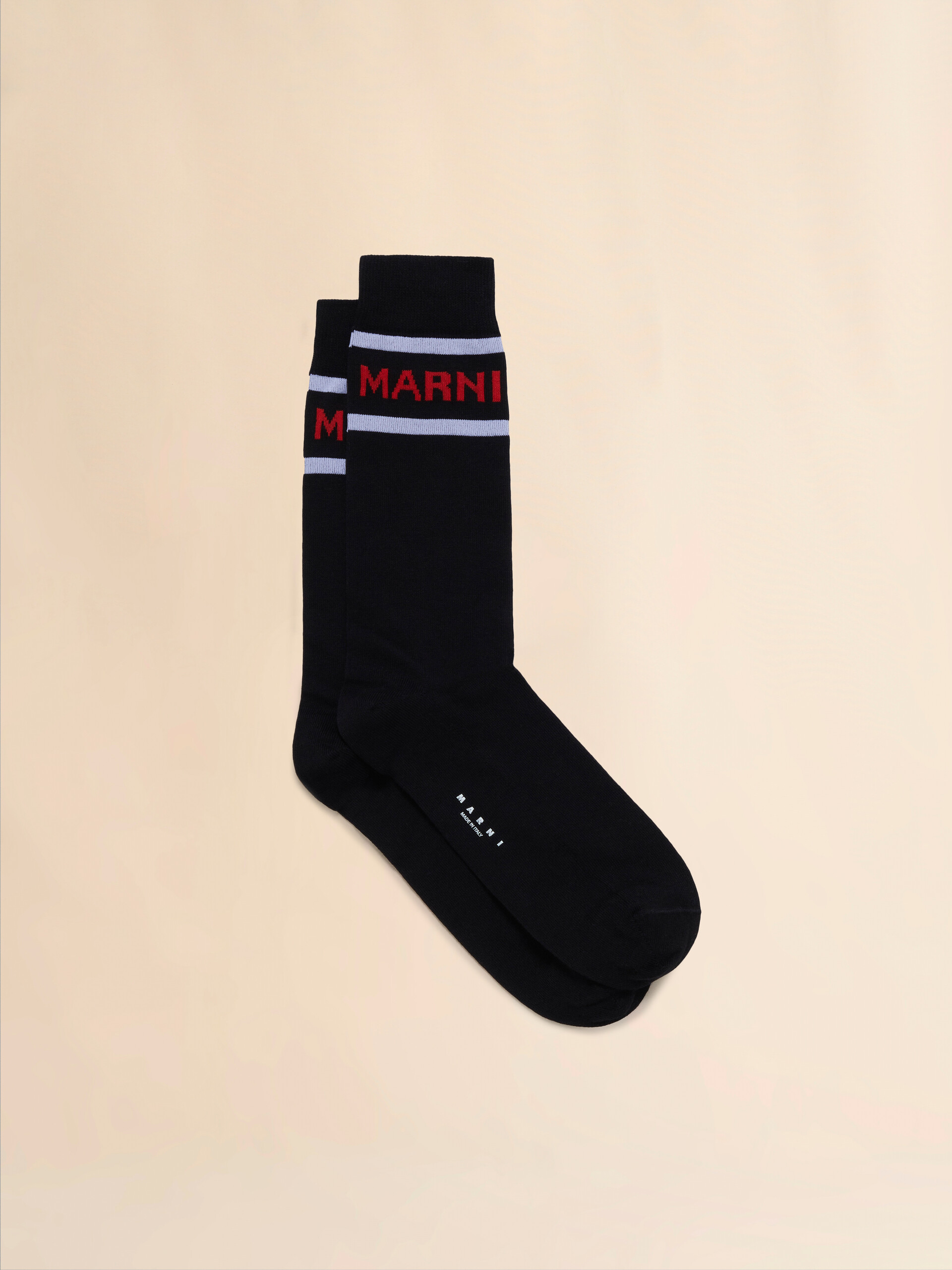 Black cotton socks with logo - Socks - Image 1