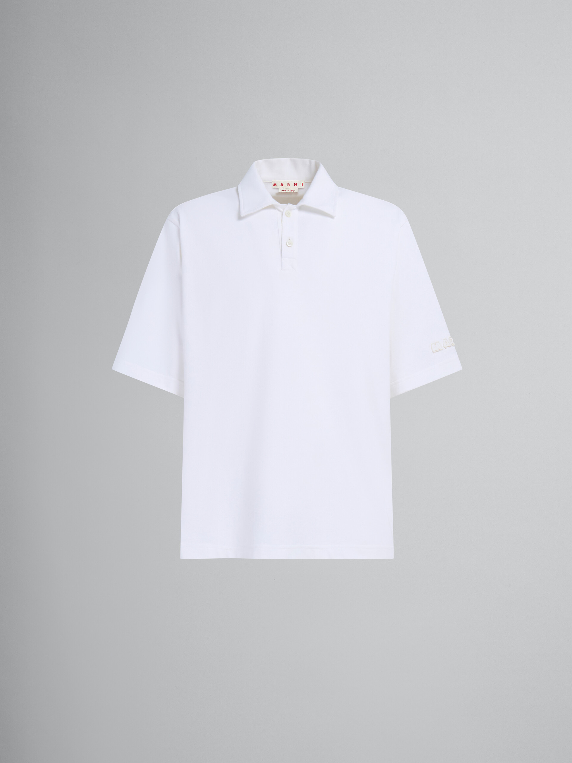 Blue organic cotton oversized polo shirt with Marni patches - Polos - Image 1