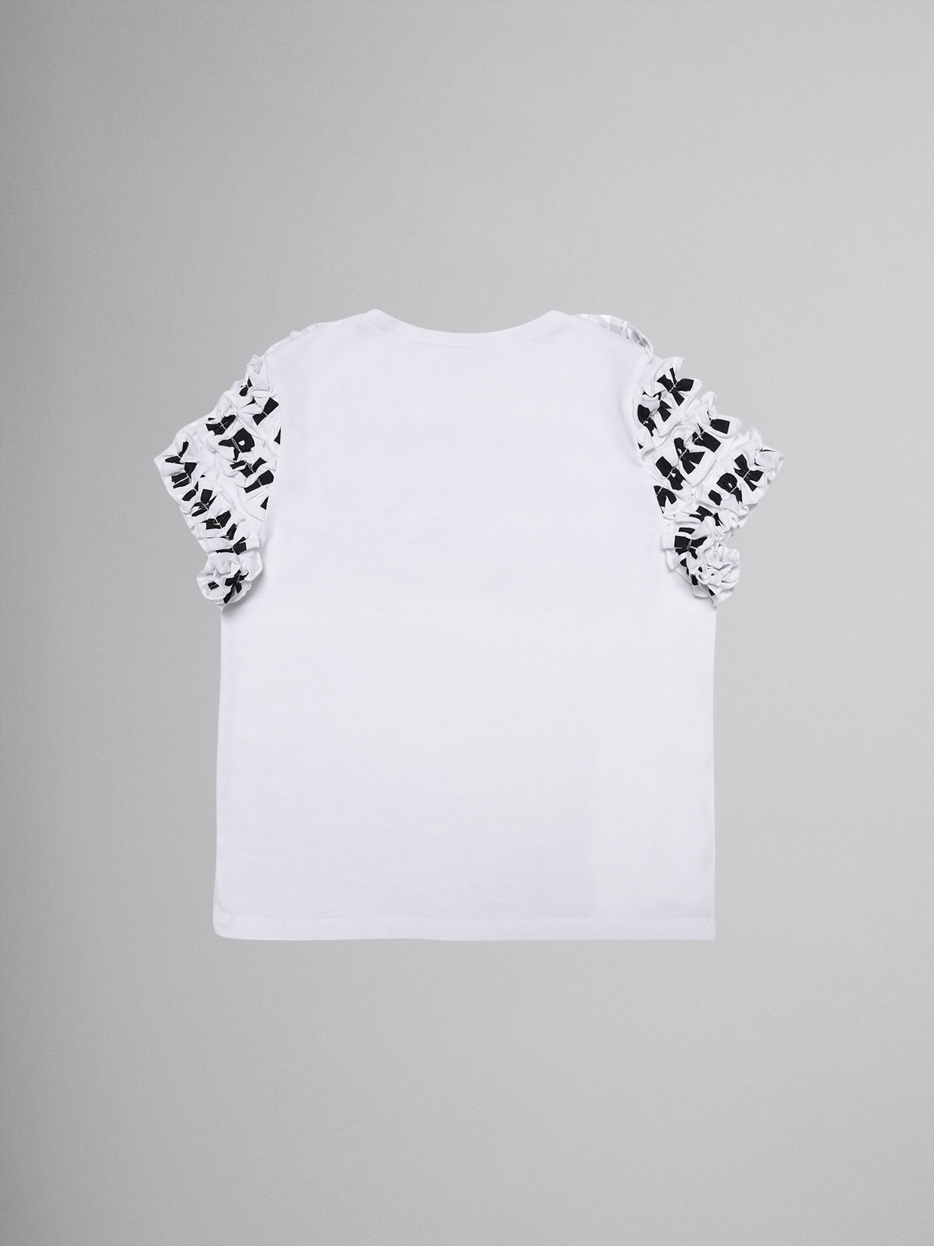 White stretch jersey ruffled T-shirt - T-shirts - Image 2