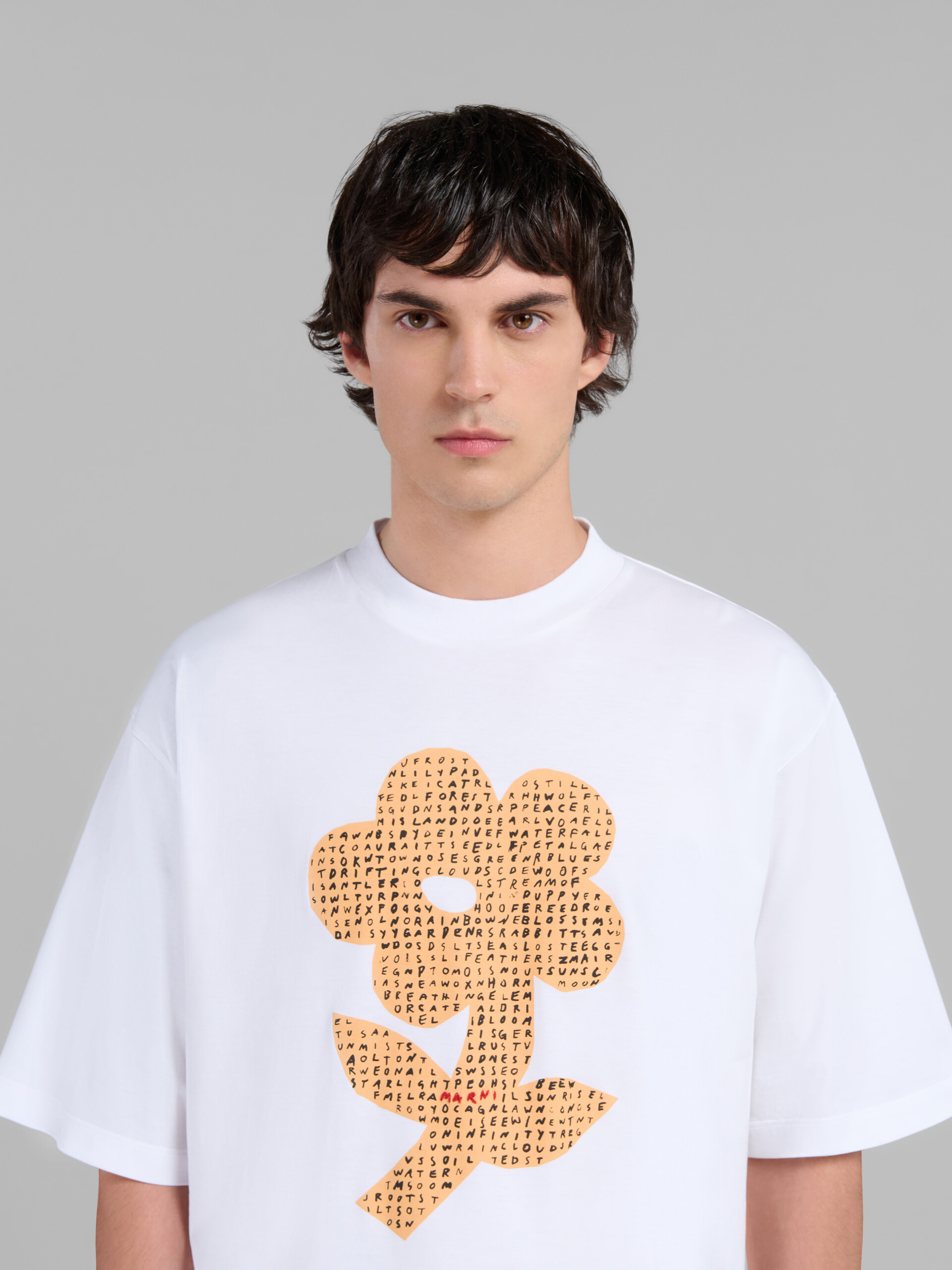 T-shirt in cotone biologico bianco con stampa puzzle a fiore - T-shirt - Image 4