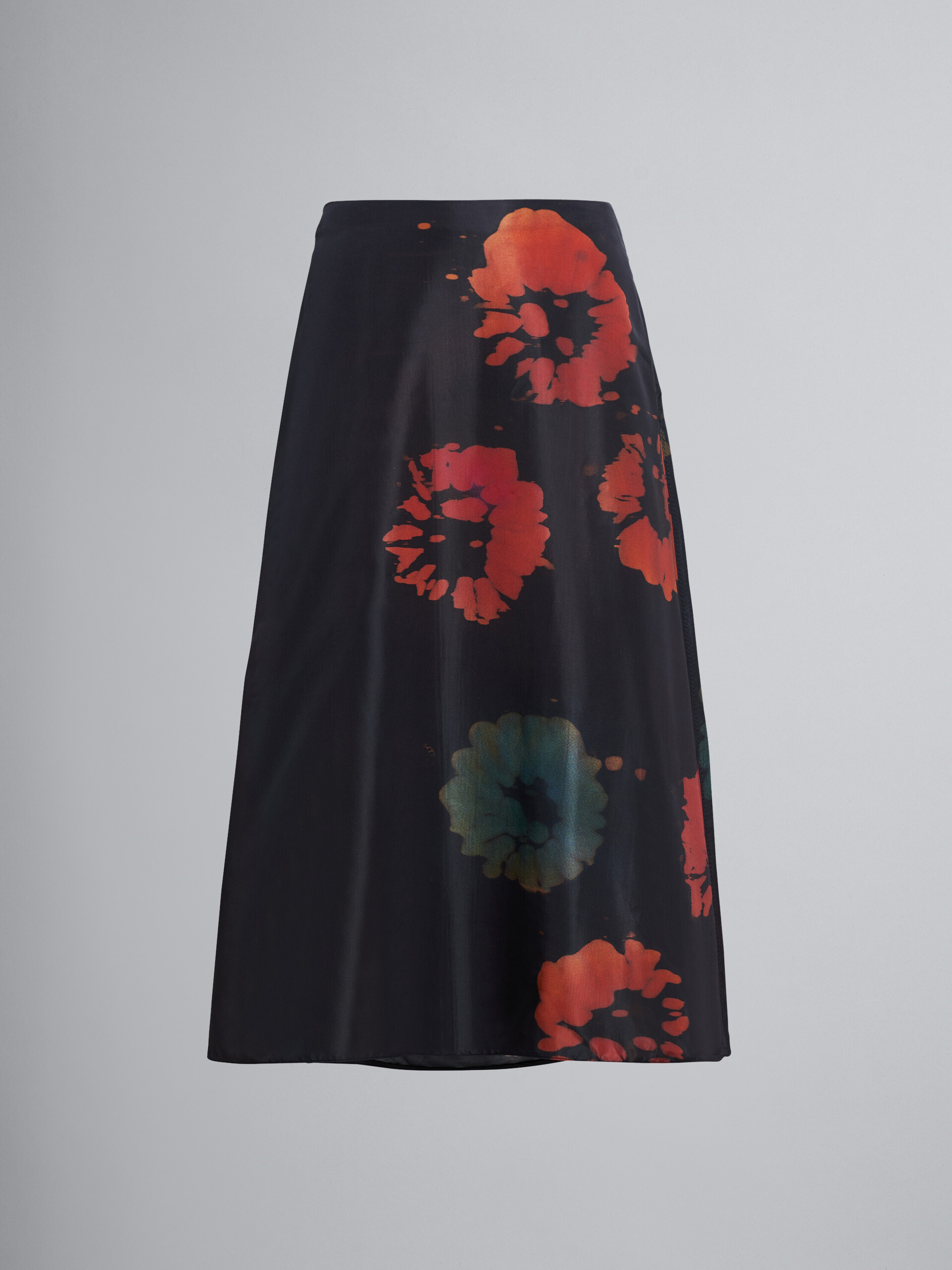 Sunflower print fluid viscose skirt - Skirts - Image 1