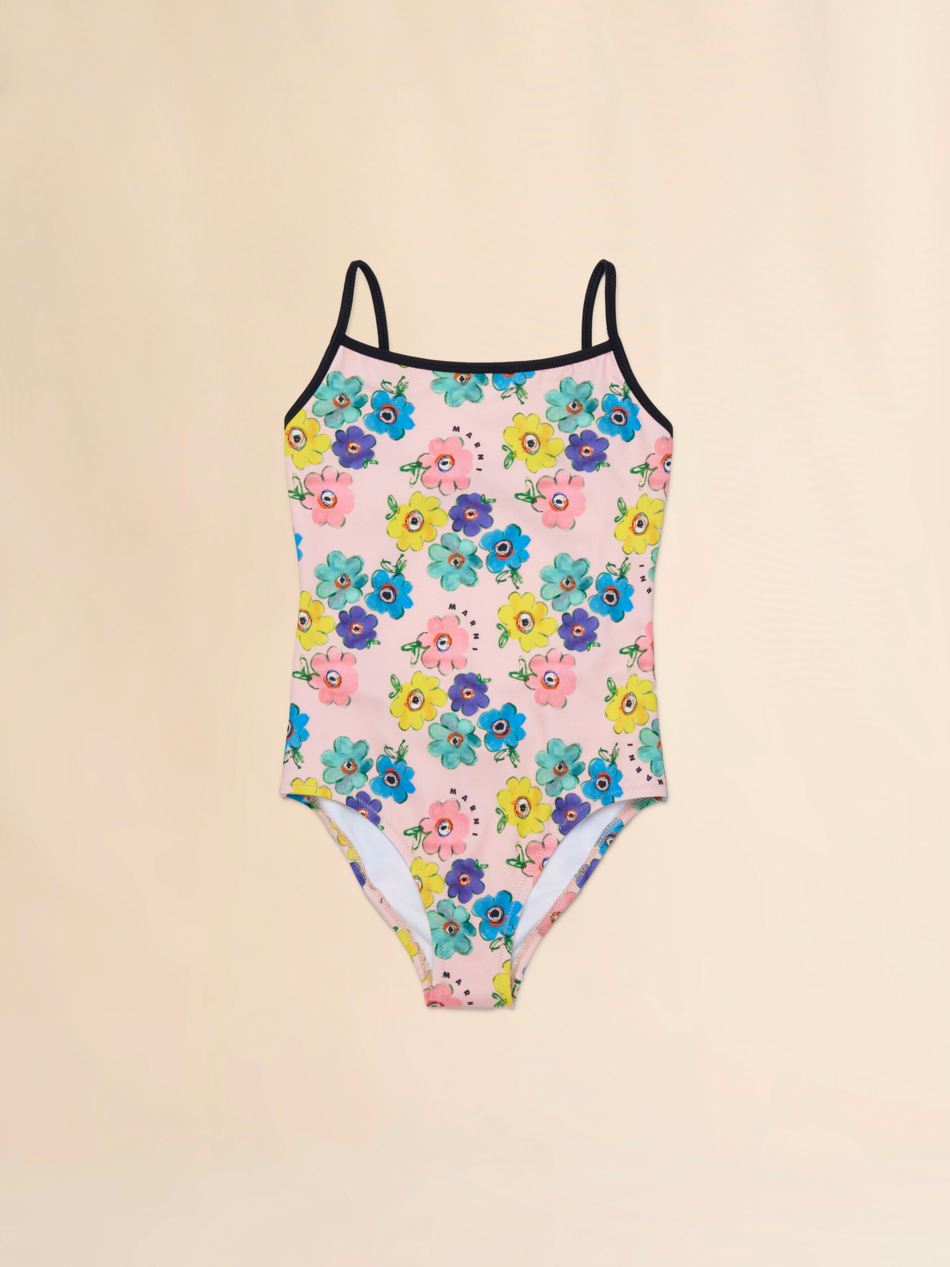 Pink swimsuit with Dessert Flower print - kids - Image 1