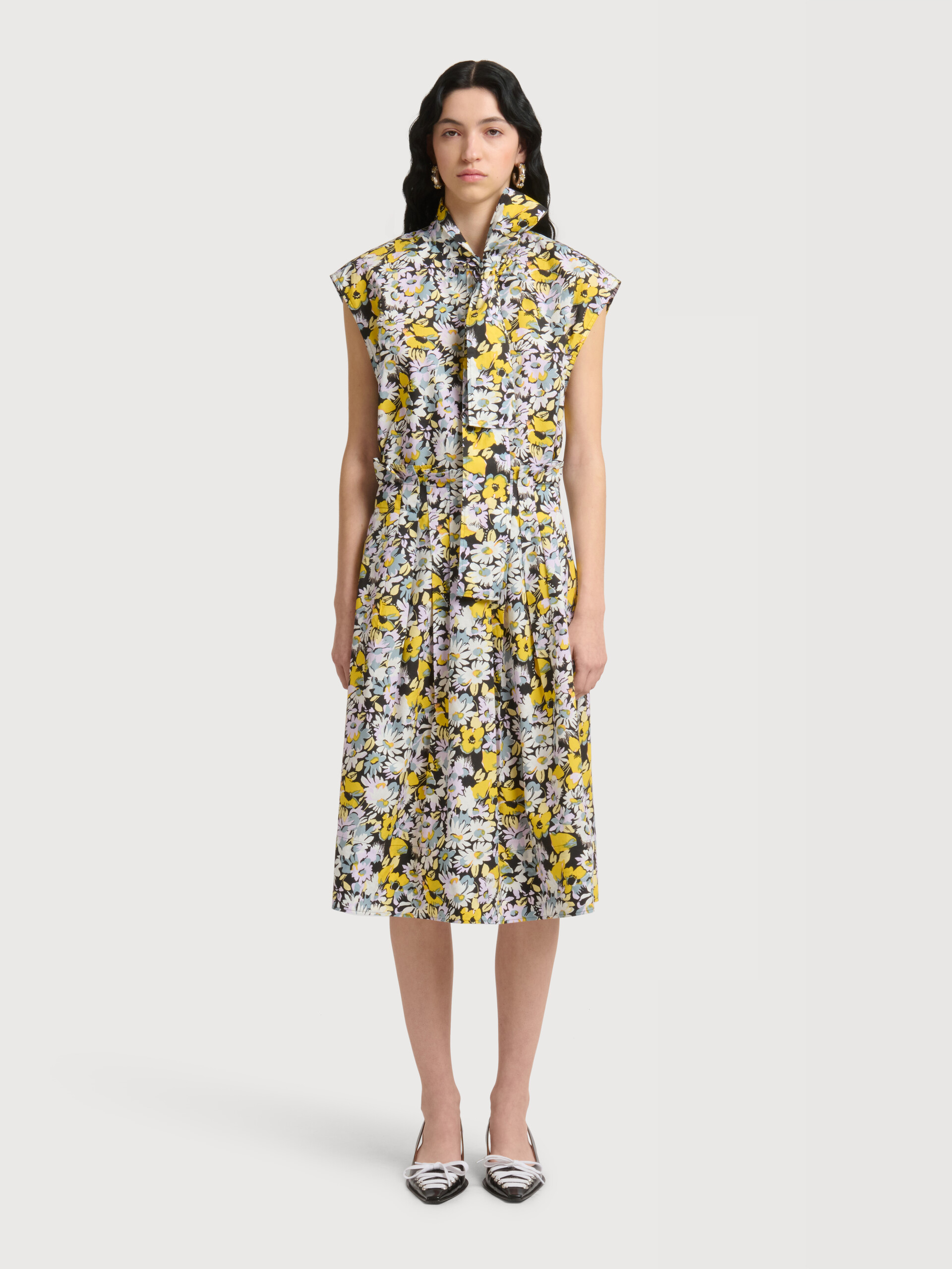 Black poplin skirt with Pop Flowers print - Skirts - Image 2