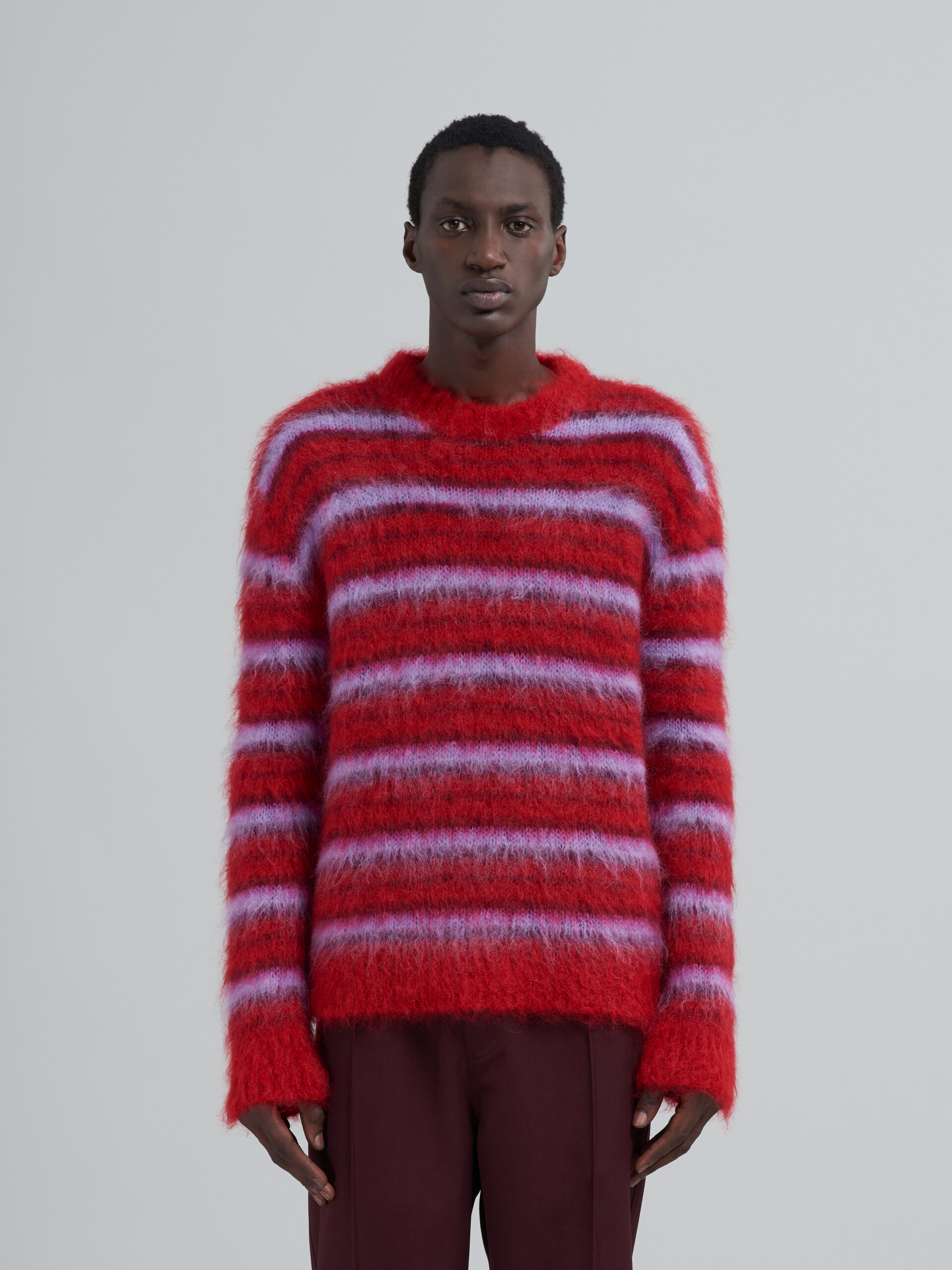 브러싱 처리된 스트라이프 모헤어 스웨터 - Pullovers - Image 2