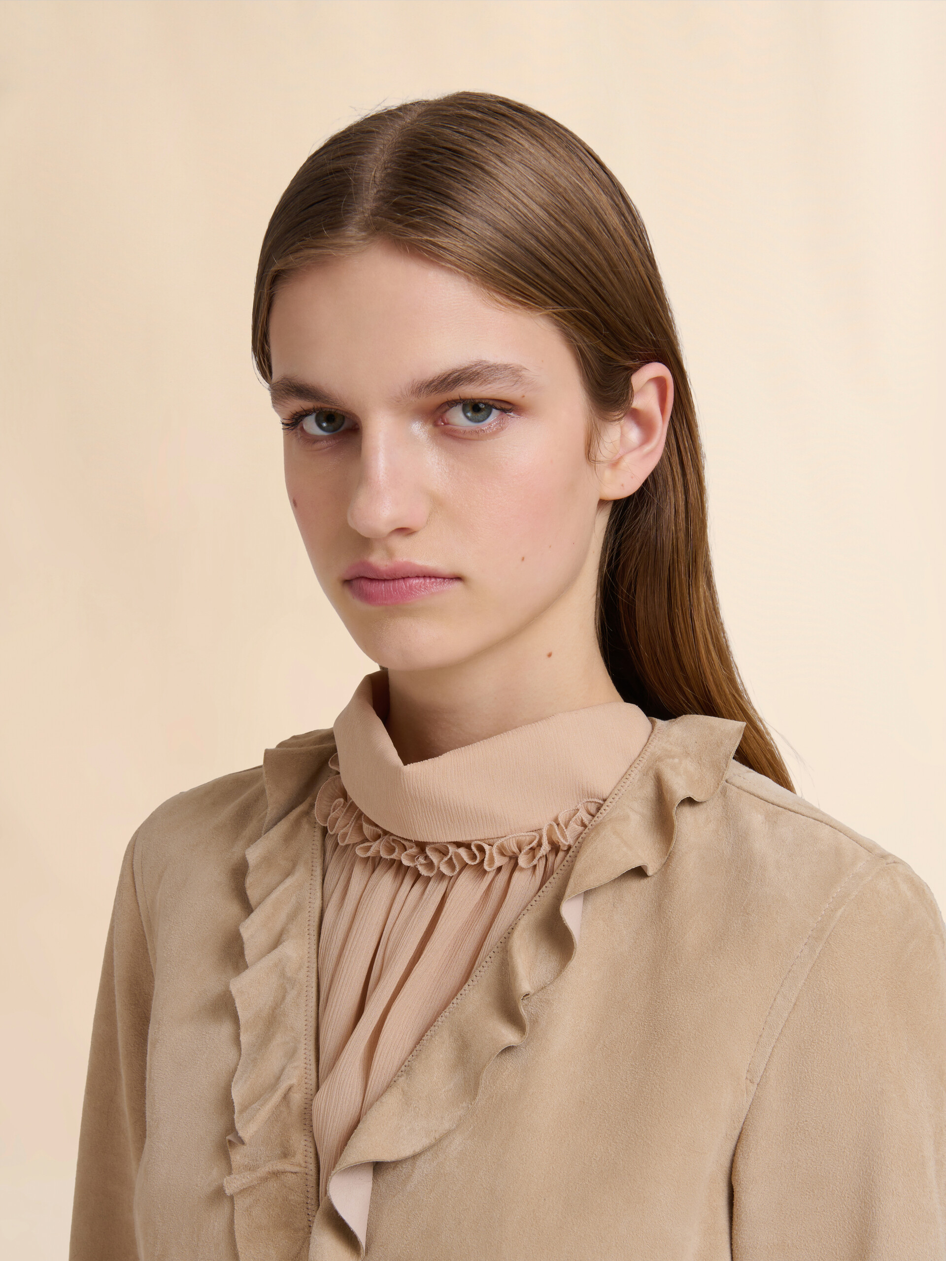 Giacca incrociata in suede marrone - Giacche - Image 4