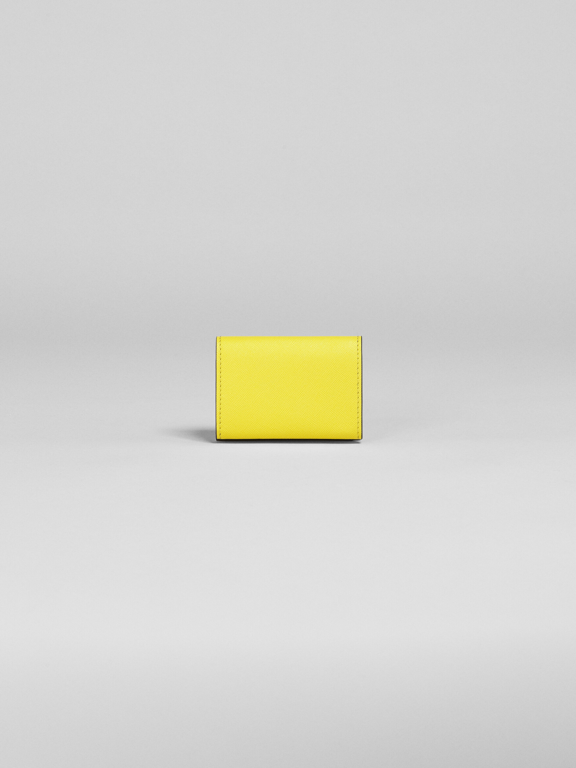 Tone on tone yellow and white tri-fold saffiano leather wallet - Wallets - Image 3