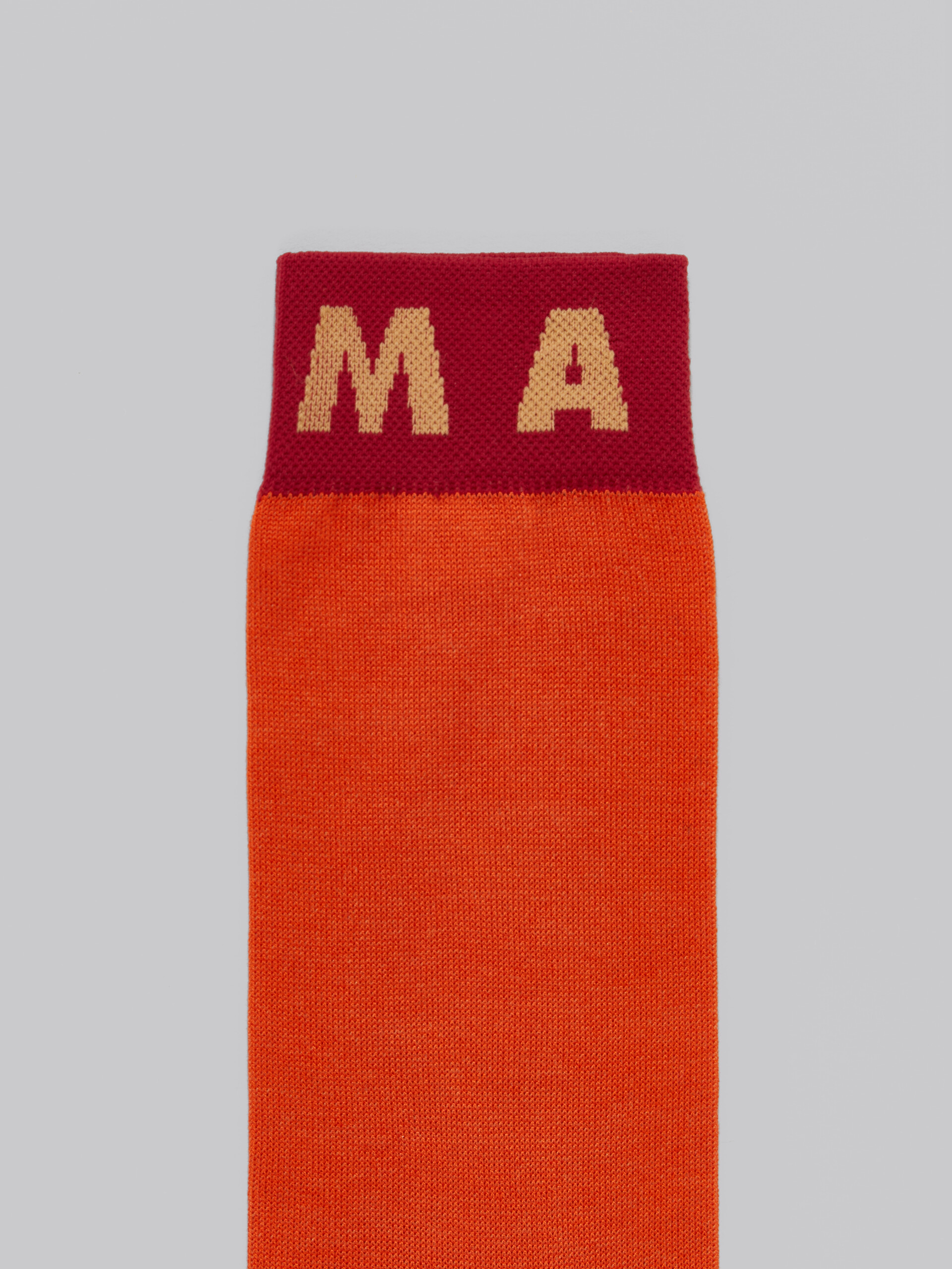 Orange cotton color-block socks with logo cuffs - Socks - Image 3